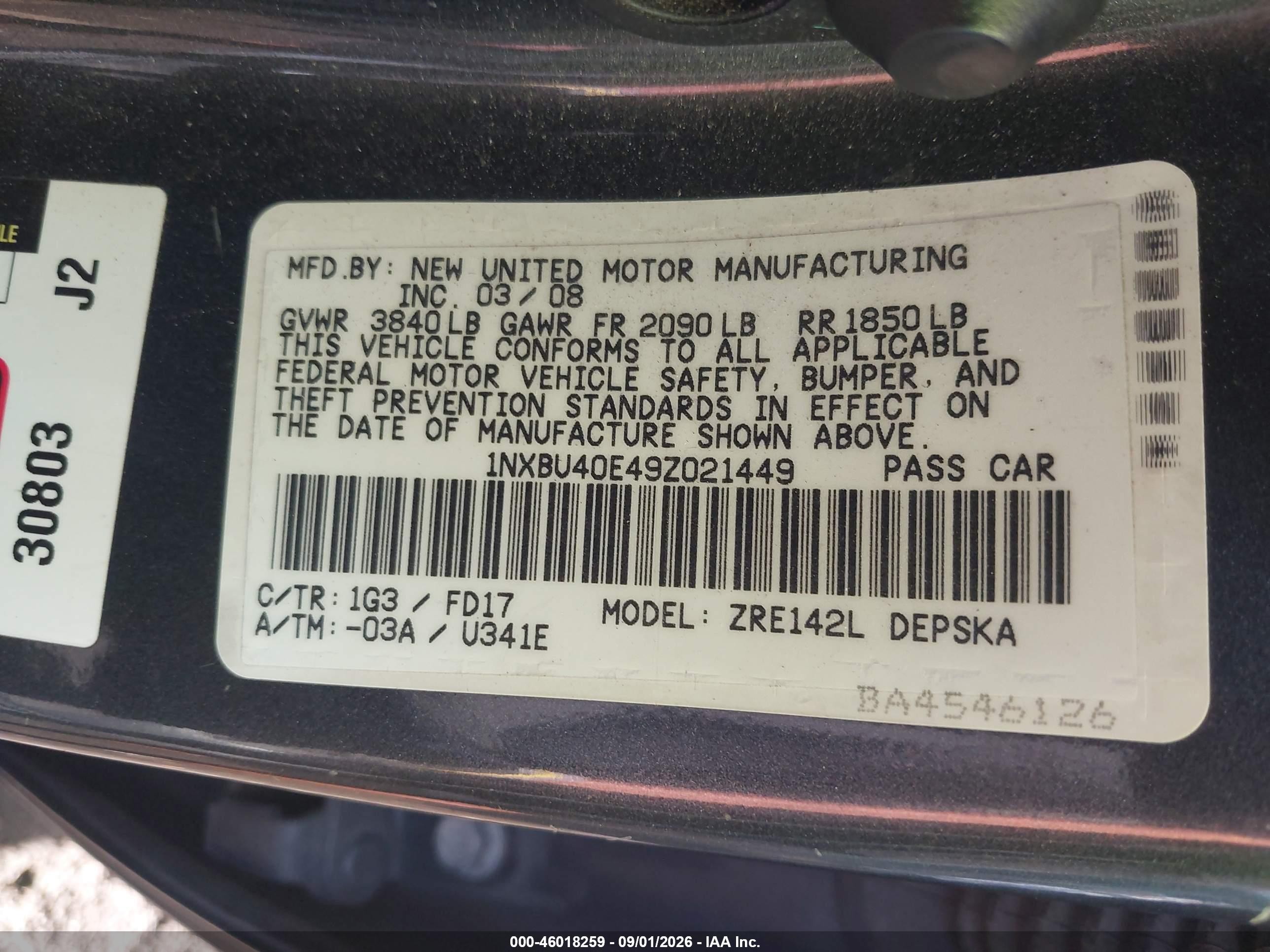 2009 Toyota Corolla S Gray vin: 1NXBU40E49Z021449