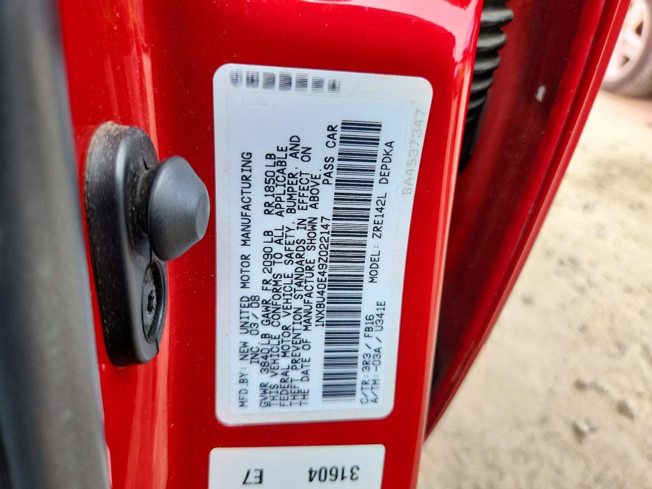 2009 Toyota Corolla Le Red vin: 1NXBU40E49Z022147
