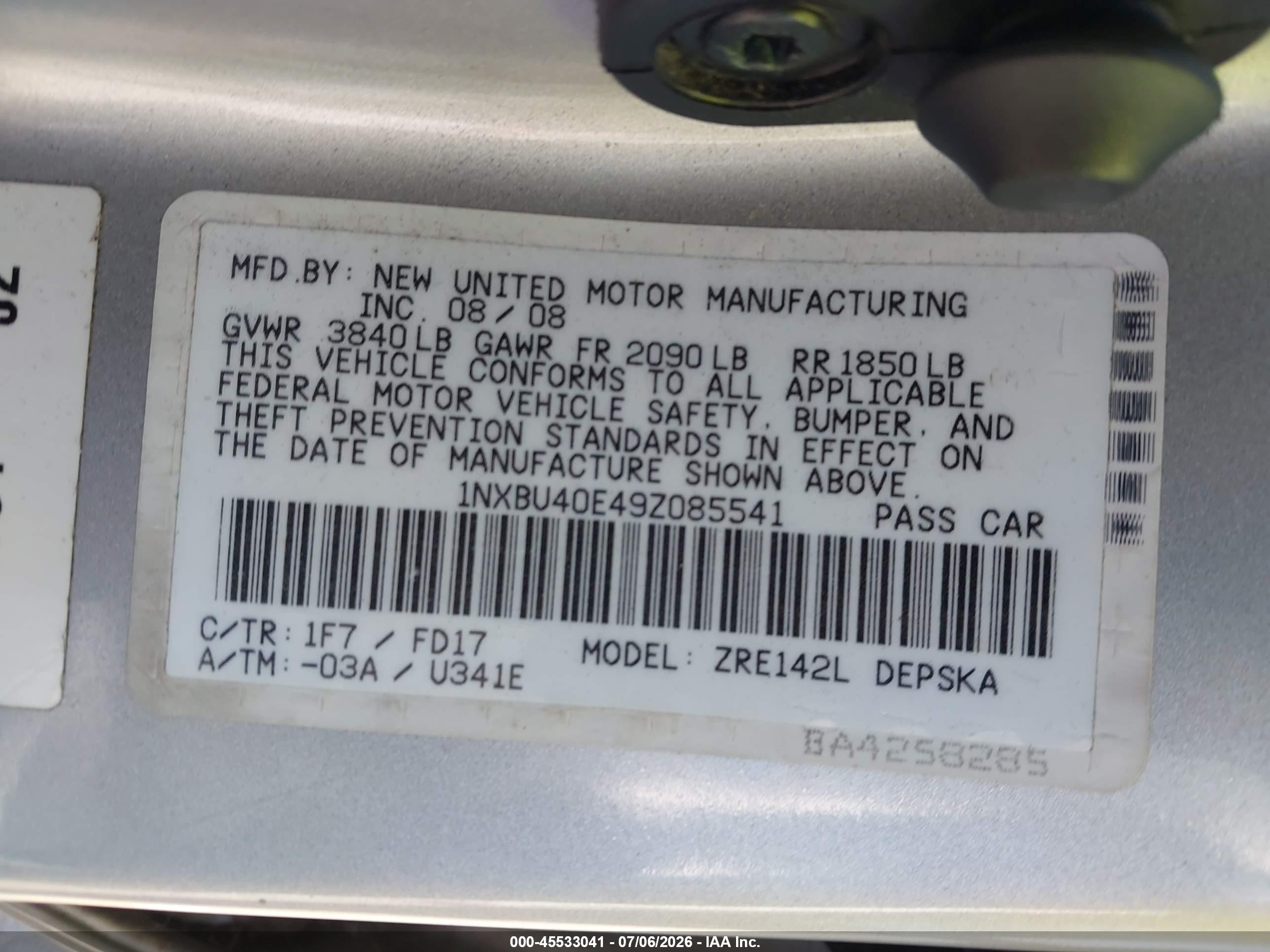 2009 Toyota Corolla S Silver vin: 1NXBU40E49Z085541