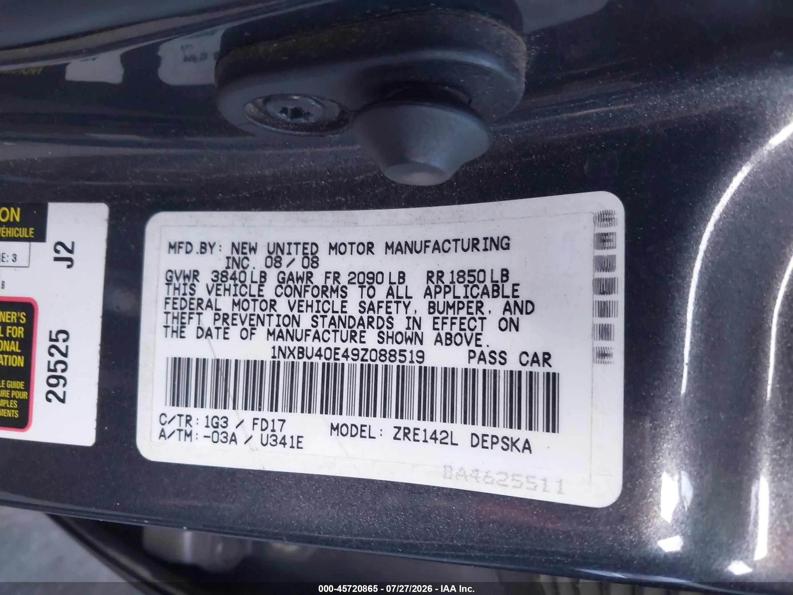 2009 Toyota Corolla S Gray vin: 1NXBU40E49Z088519