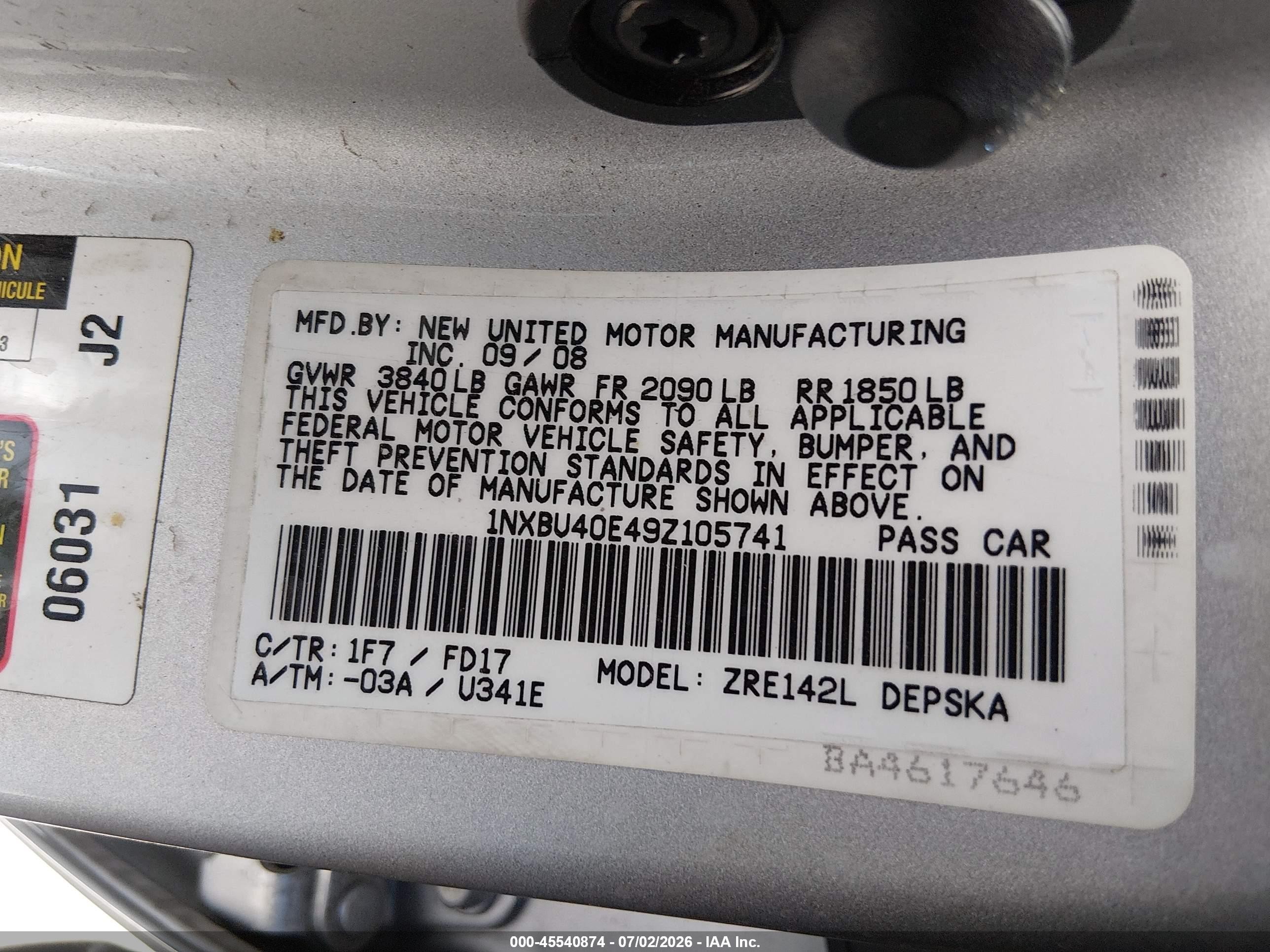 2009 Toyota Corolla S Silver vin: 1NXBU40E49Z105741