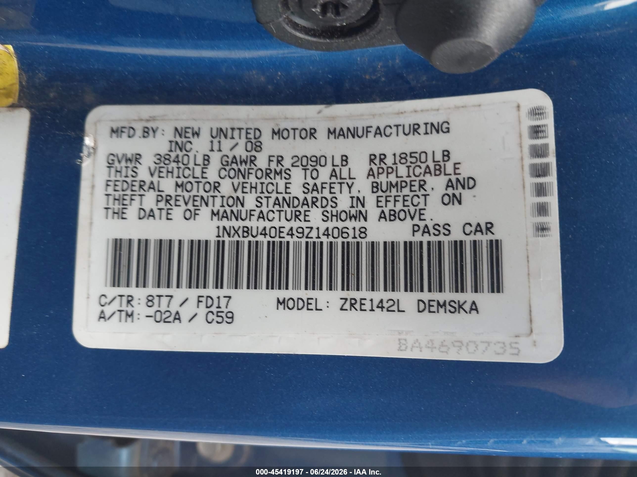 2009 Toyota Corolla S Синий vin: 1NXBU40E49Z140618
