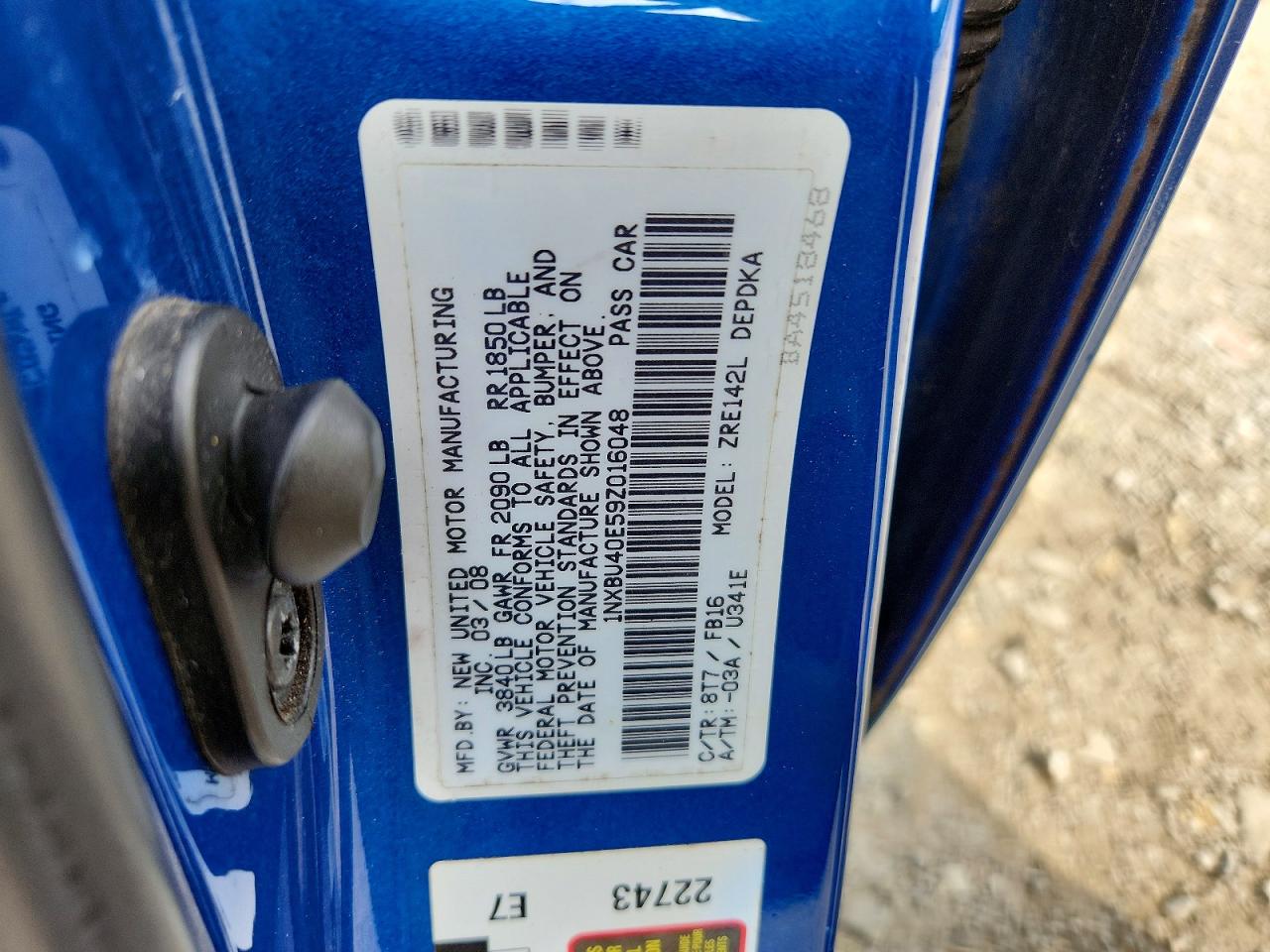2009 Toyota Corolla Le Blue vin: 1NXBU40E59Z016048
