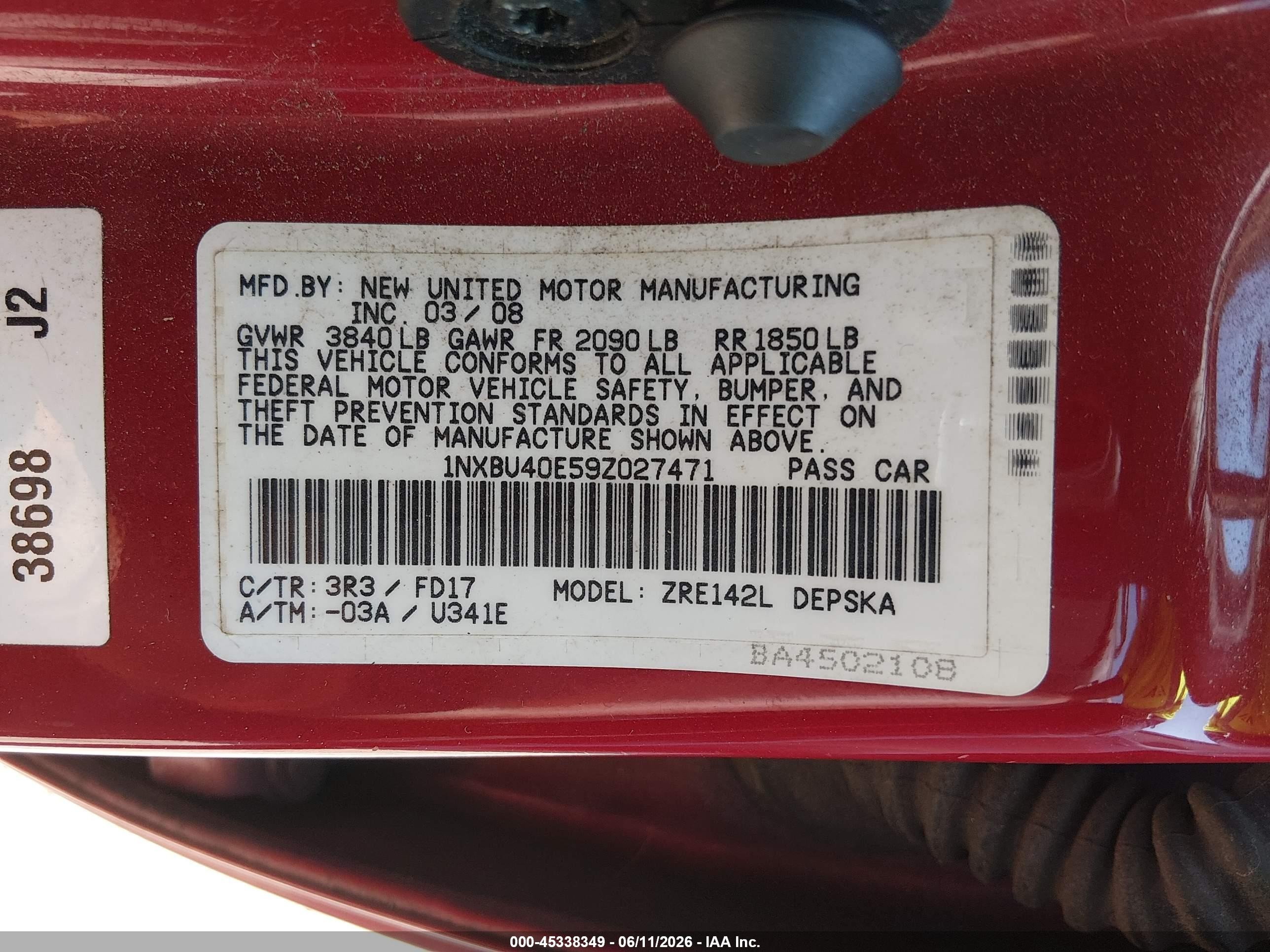 2009 Toyota Corolla S Red vin: 1NXBU40E59Z027471