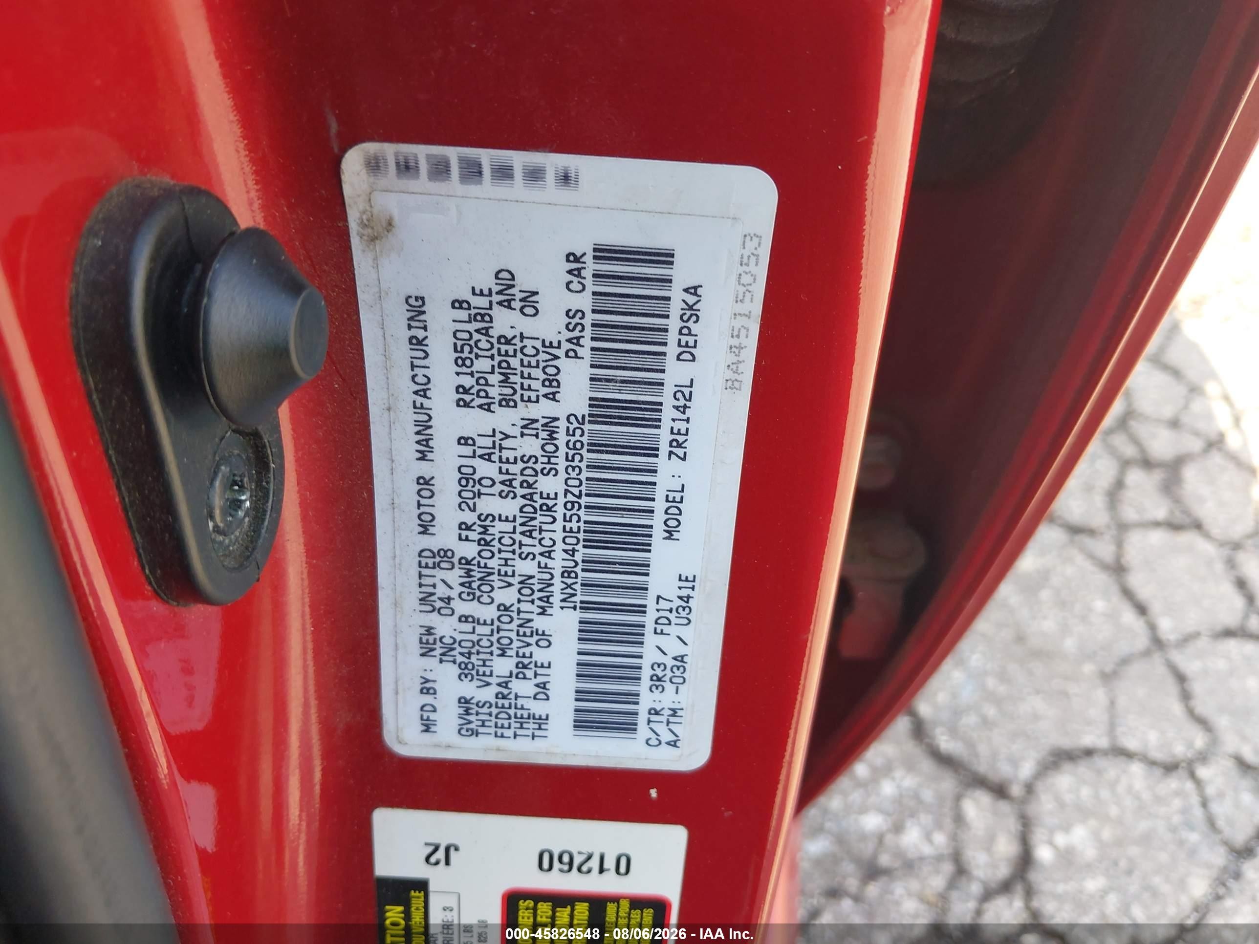 2009 Toyota Corolla S Красный vin: 1NXBU40E59Z035652