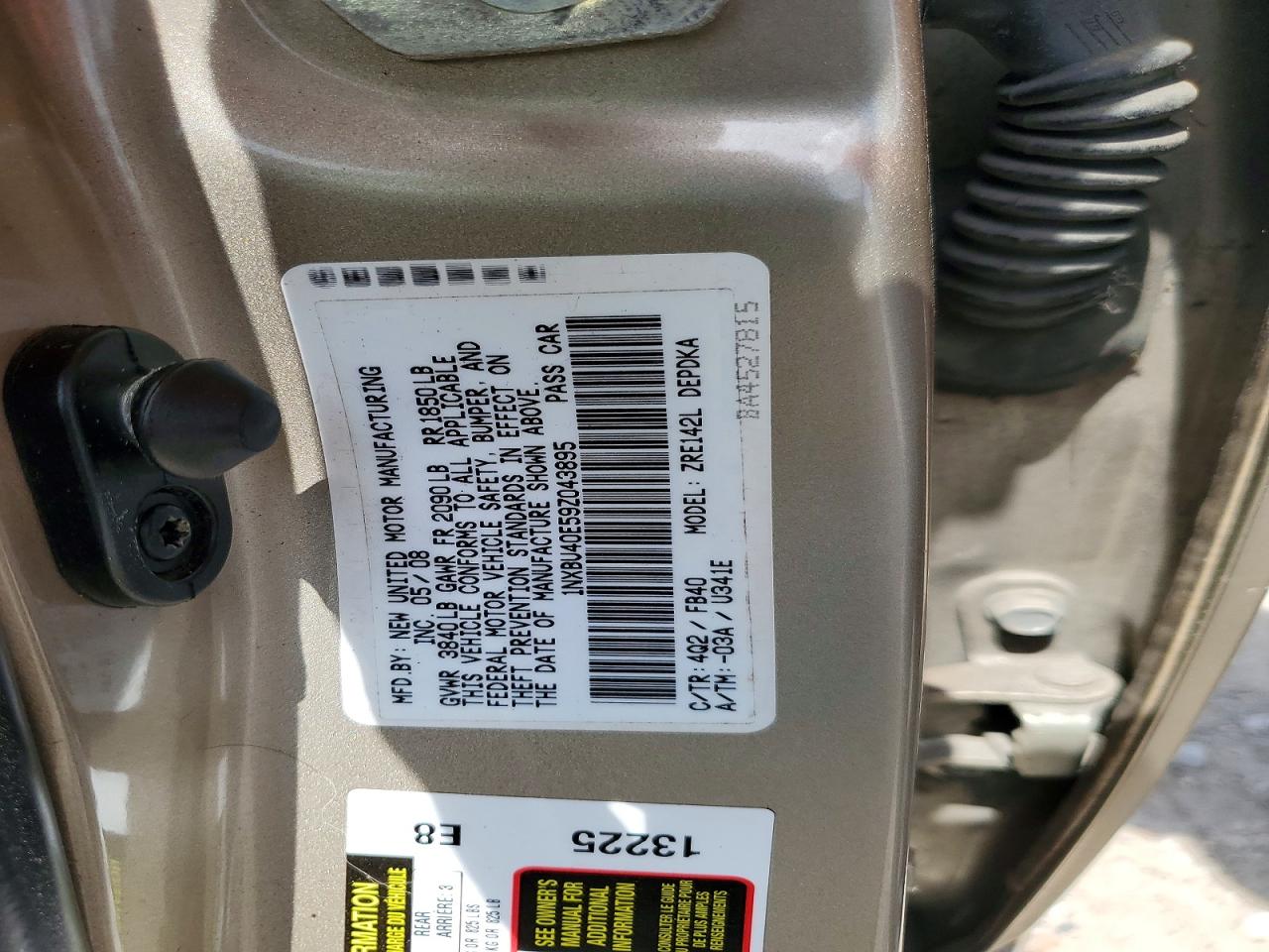 2009 Toyota Corolla Le Бежевый vin: 1NXBU40E59Z043895