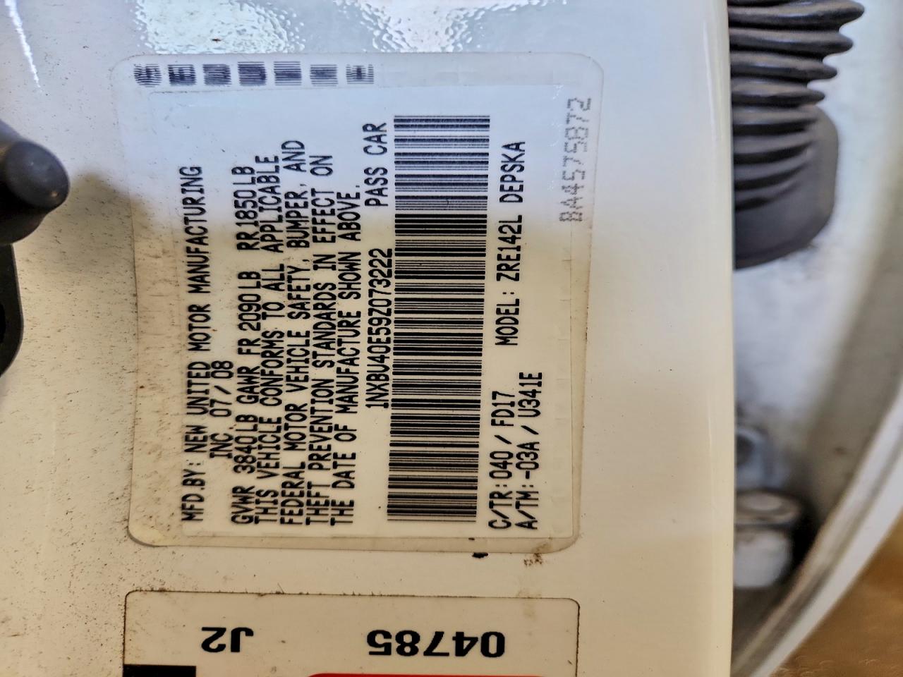 2009 Toyota Corolla S White vin: 1NXBU40E59Z073222