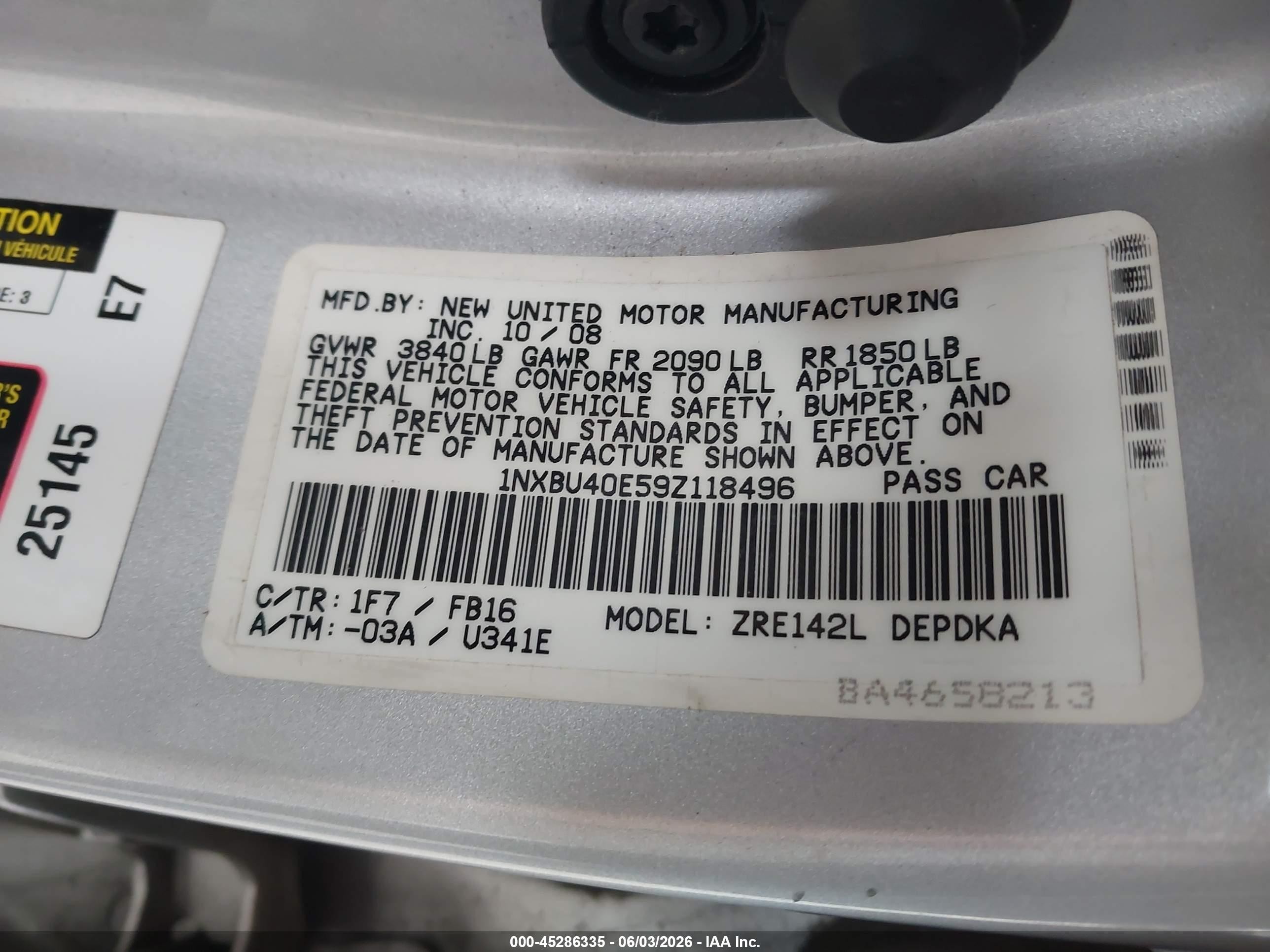 2009 Toyota Corolla Le Silver vin: 1NXBU40E59Z118496