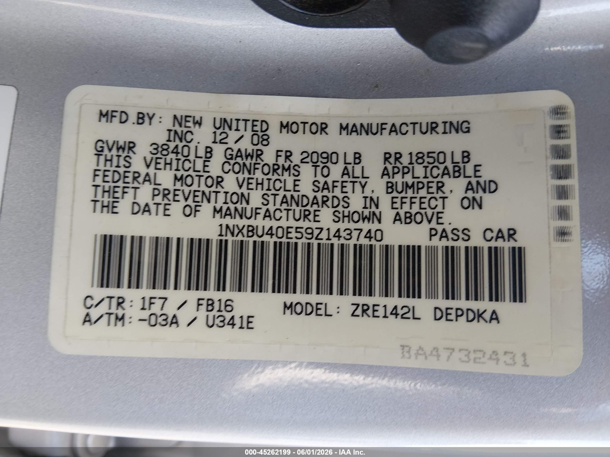 2009 Toyota Corolla   Gray vin: 1NXBU40E59Z143740