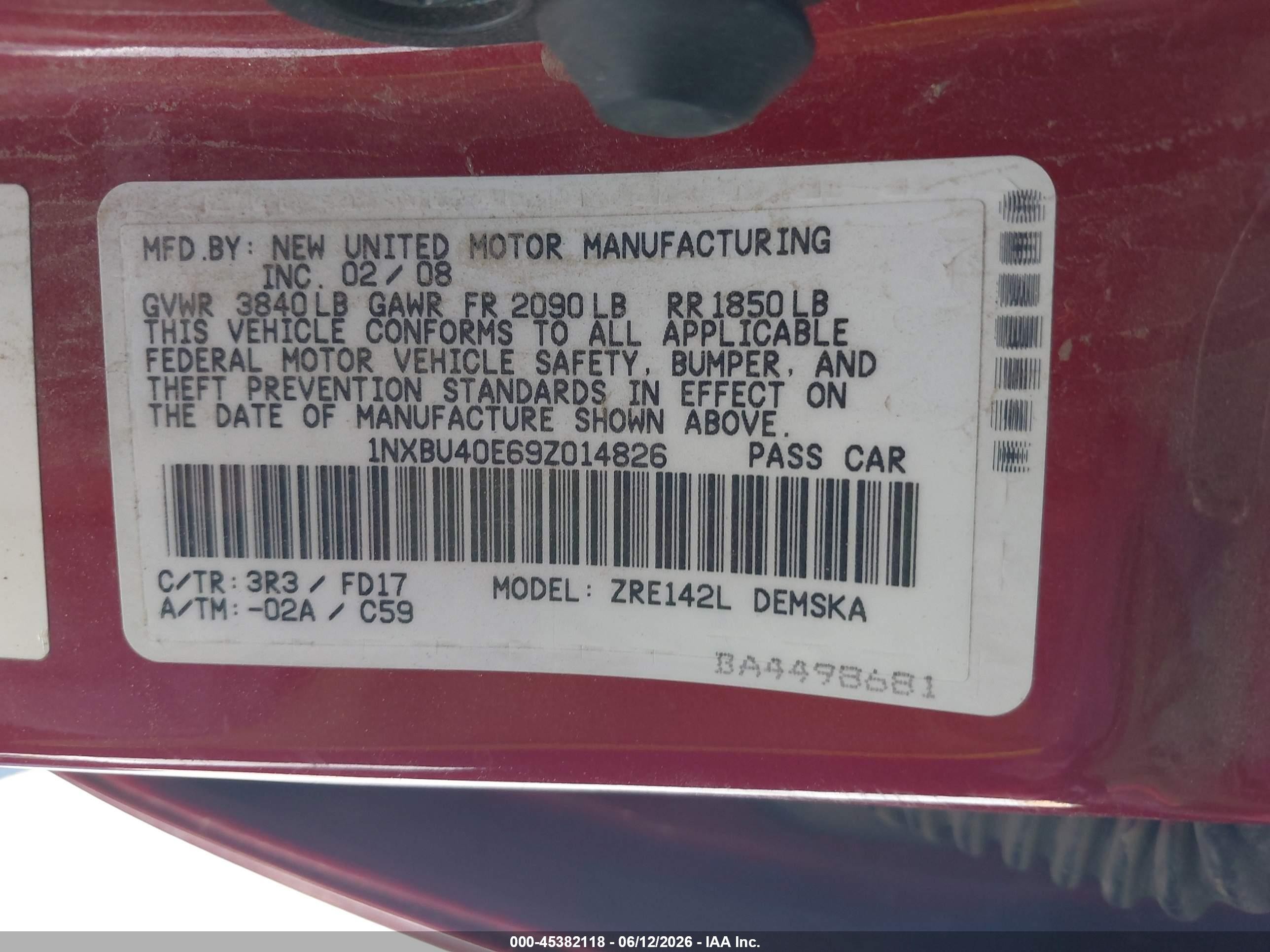 2009 Toyota Corolla S Красный vin: 1NXBU40E69Z014826