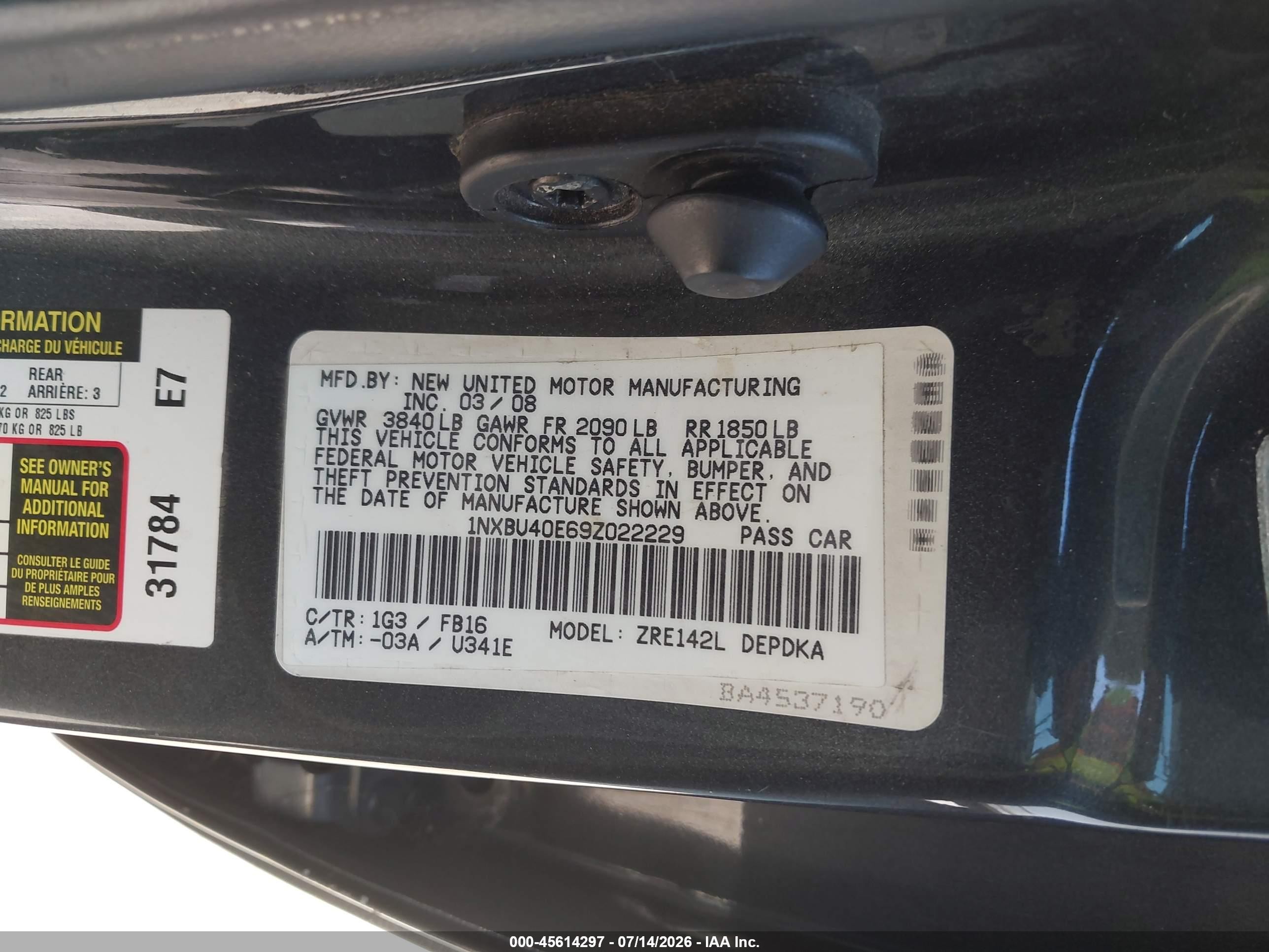 2009 Toyota Corolla Gray vin: 1NXBU40E69Z022229