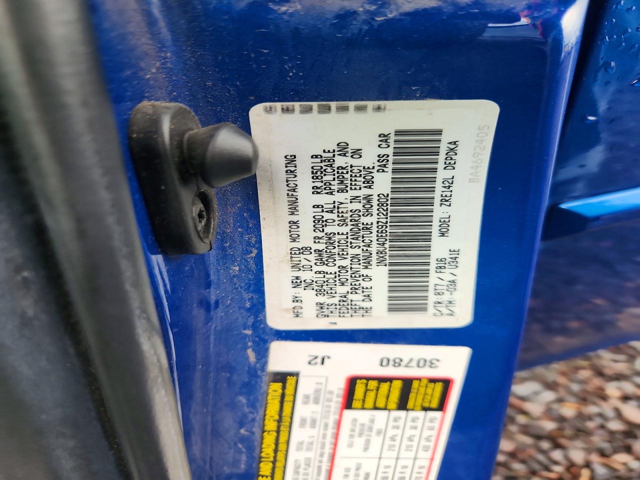2009 Toyota Corolla Blue vin: 1NXBU40E69Z122802