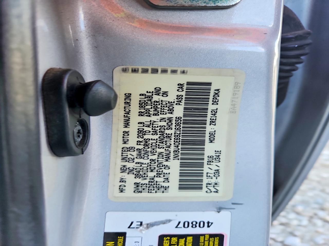2009 Toyota Corolla Le Серый vin: 1NXBU40E69Z163656