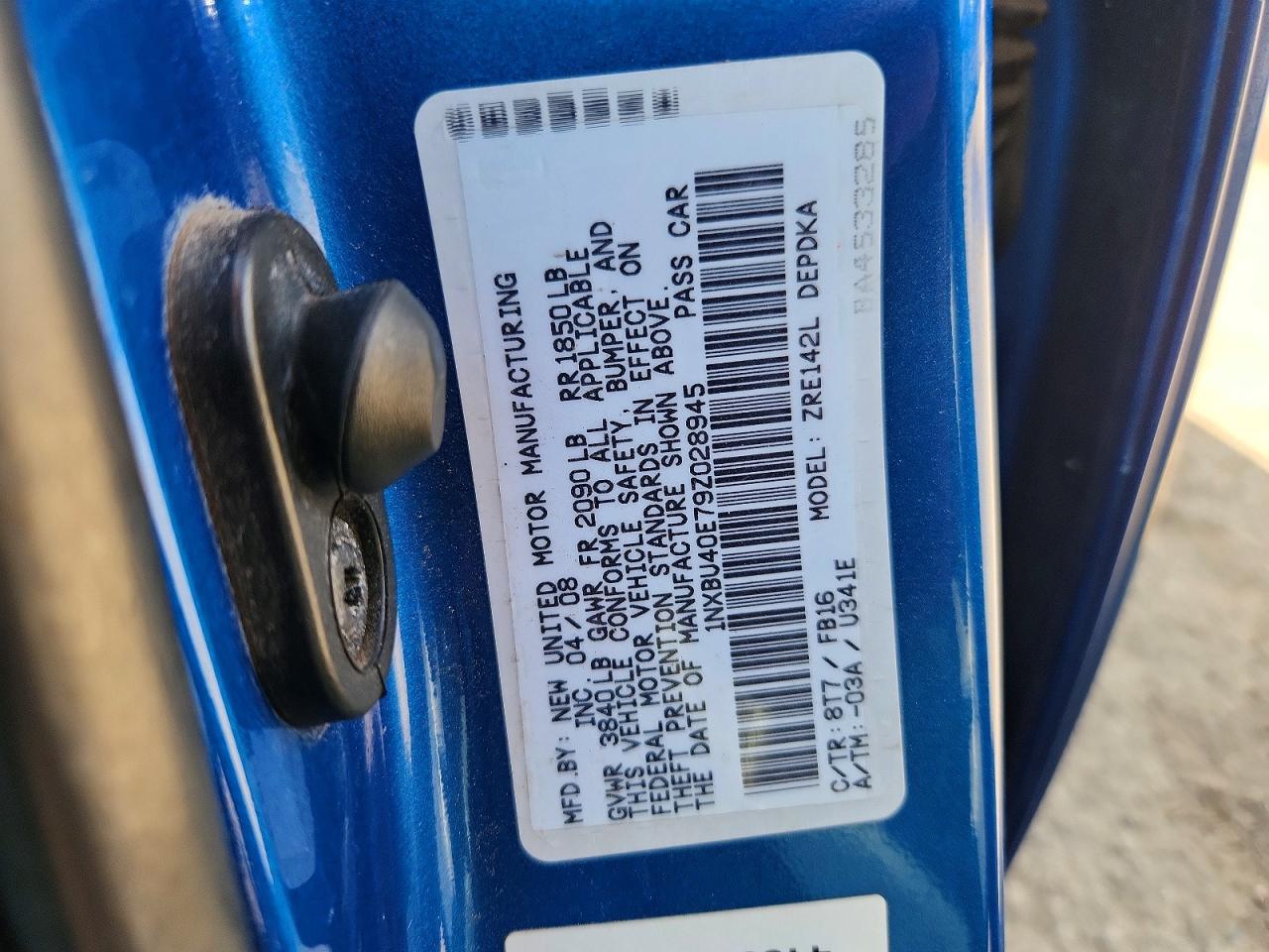 2009 Toyota Corolla Le Blue vin: 1NXBU40E79Z028945