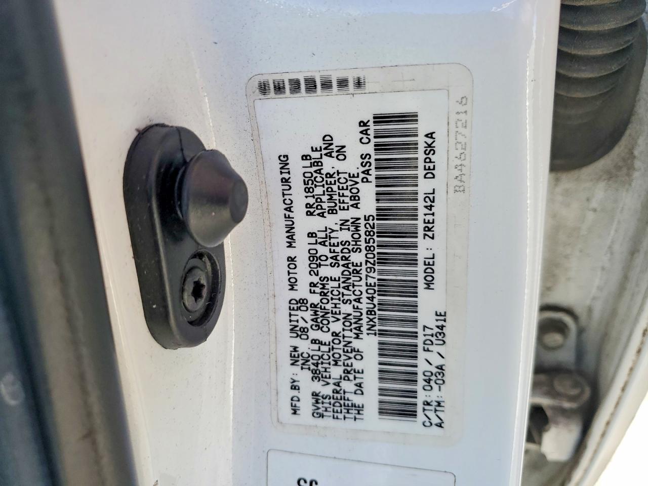 2009 Toyota Corolla Base Белый vin: 1NXBU40E79Z085825