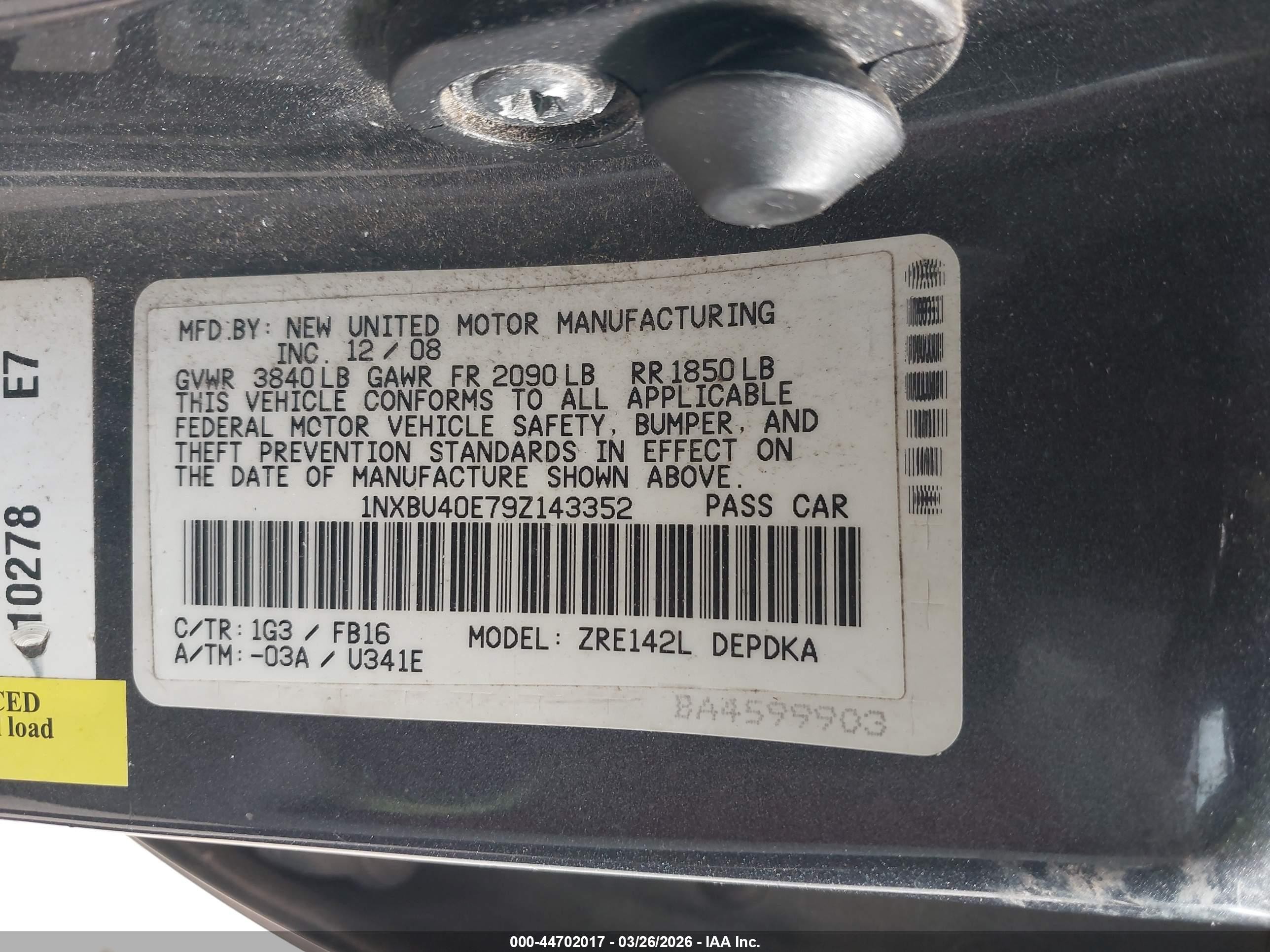 2009 Toyota Corolla   Gray vin: 1NXBU40E79Z143352