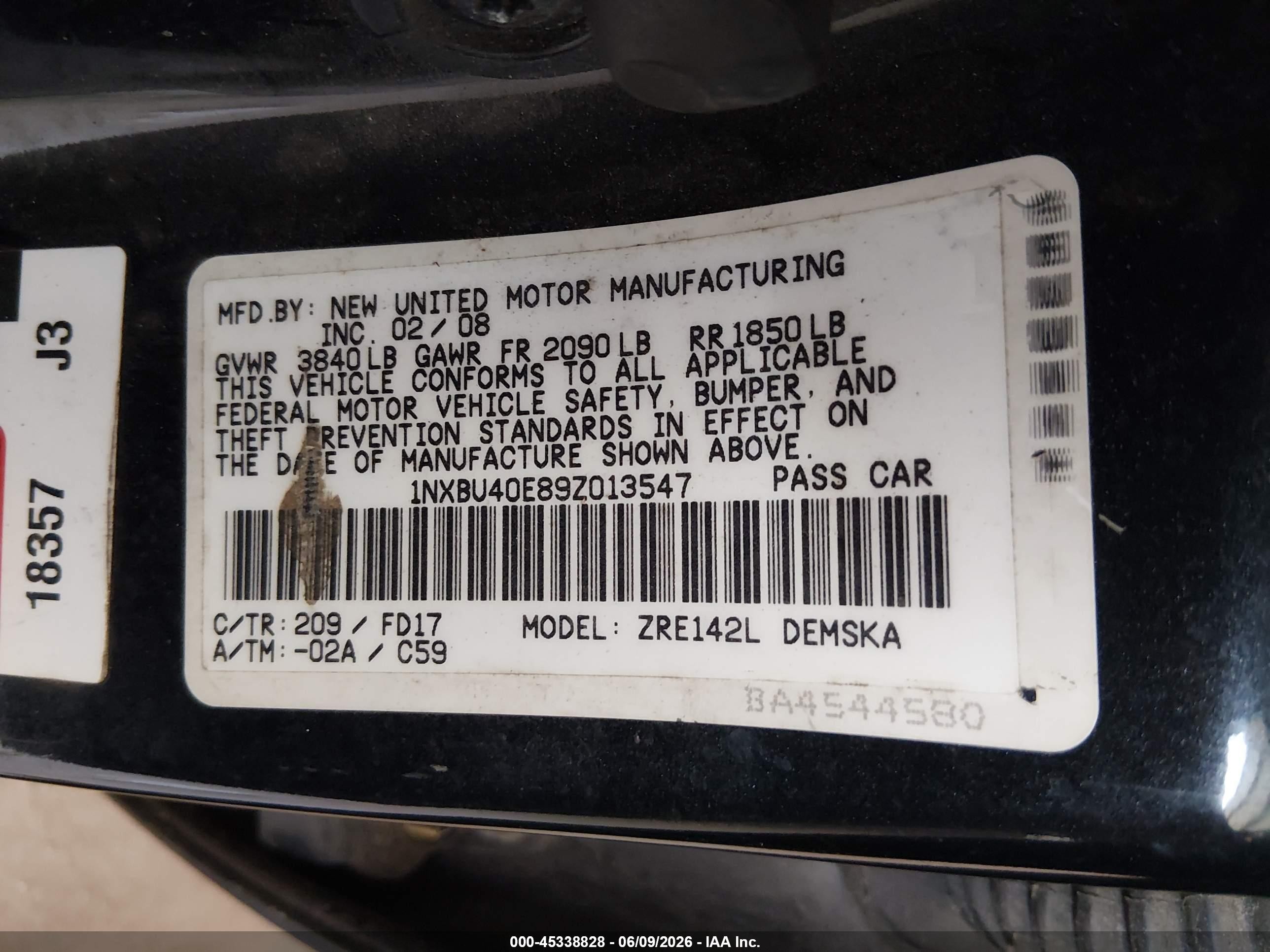 2009 Toyota Corolla S Черный vin: 1NXBU40E89Z013547