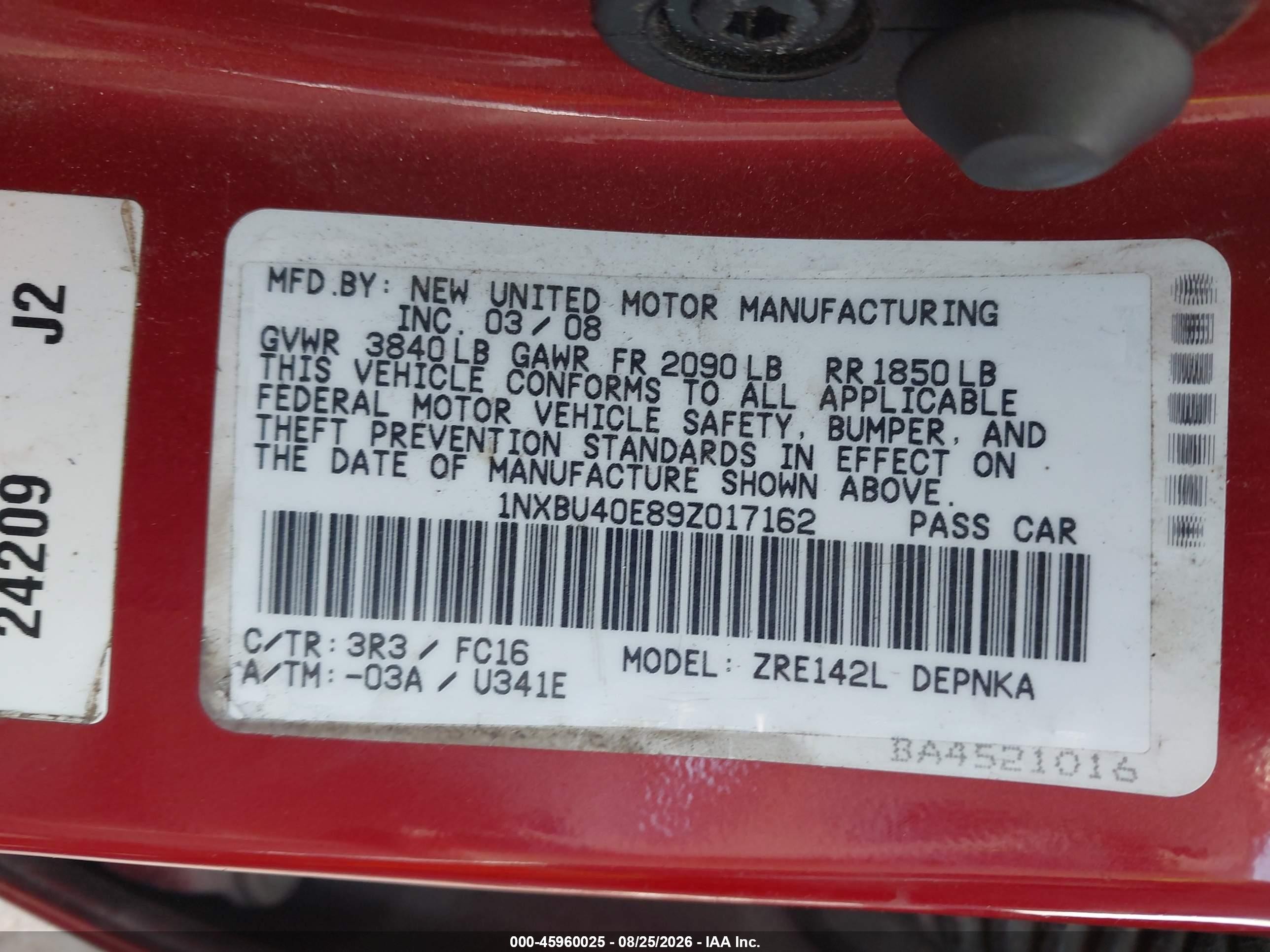 2009 Toyota Corolla Xle Red vin: 1NXBU40E89Z017162