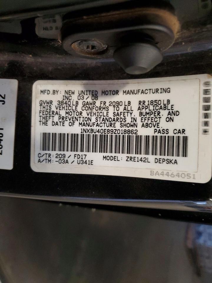 2009 Toyota Corolla Черный vin: 1NXBU40E89Z018862