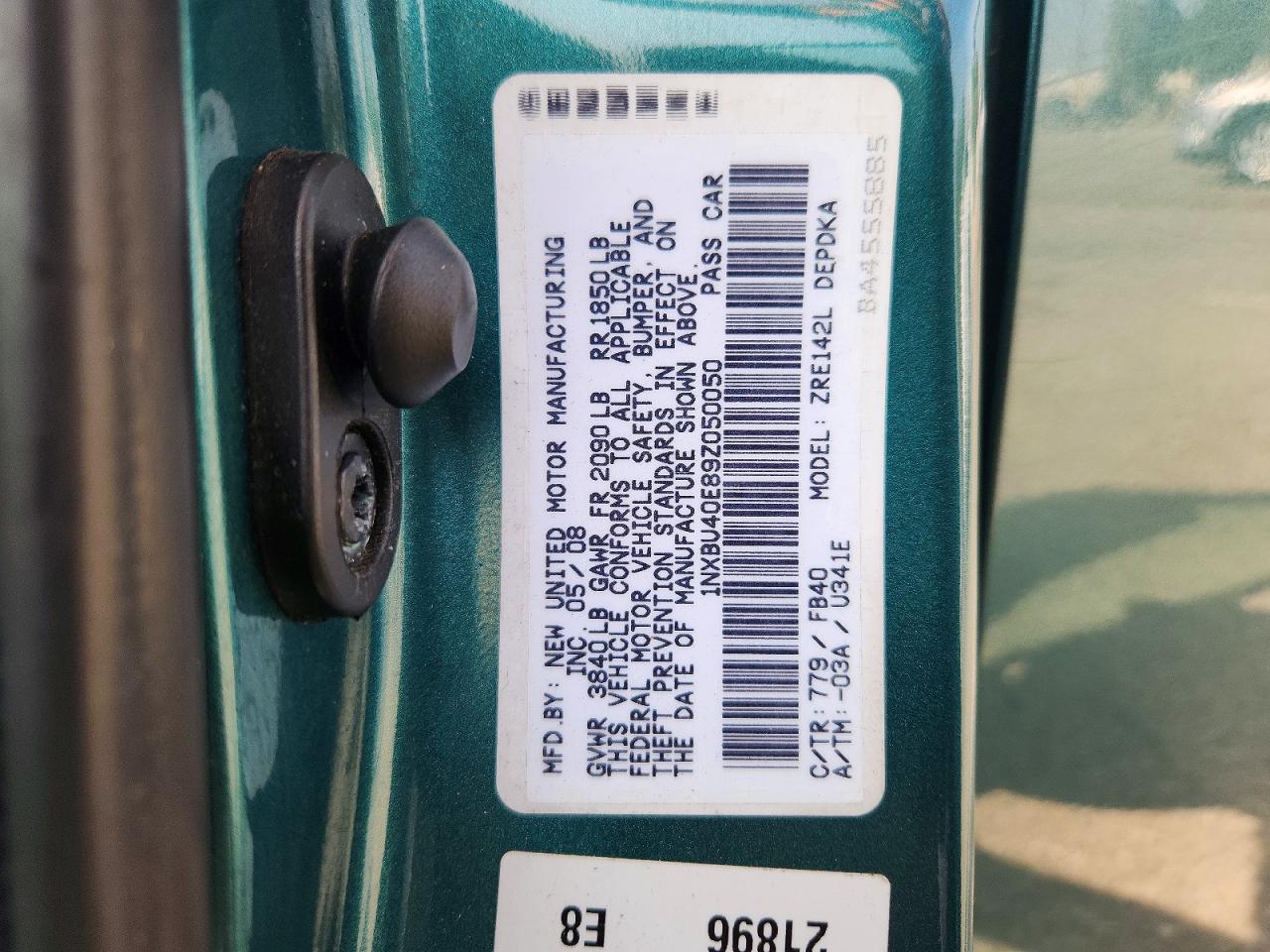 2009 Toyota Corolla Le Green vin: 1NXBU40E89Z050050