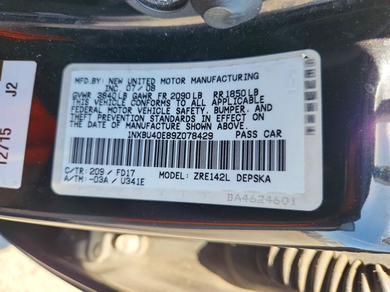 2009 Toyota Corolla S Black vin: 1NXBU40E89Z078429
