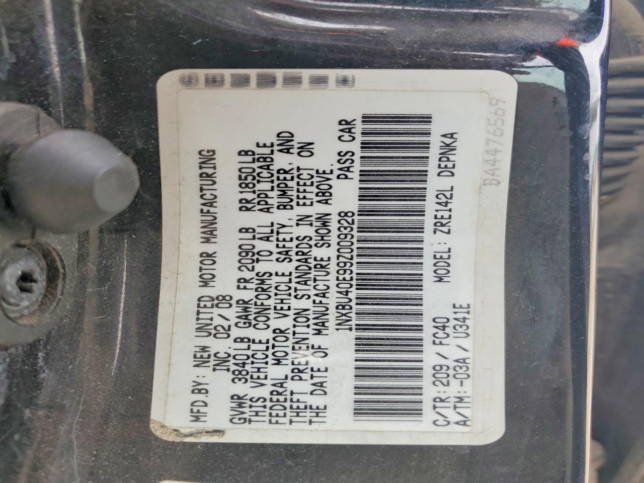 2009 Toyota Corolla Xle Black vin: 1NXBU40E99Z009328