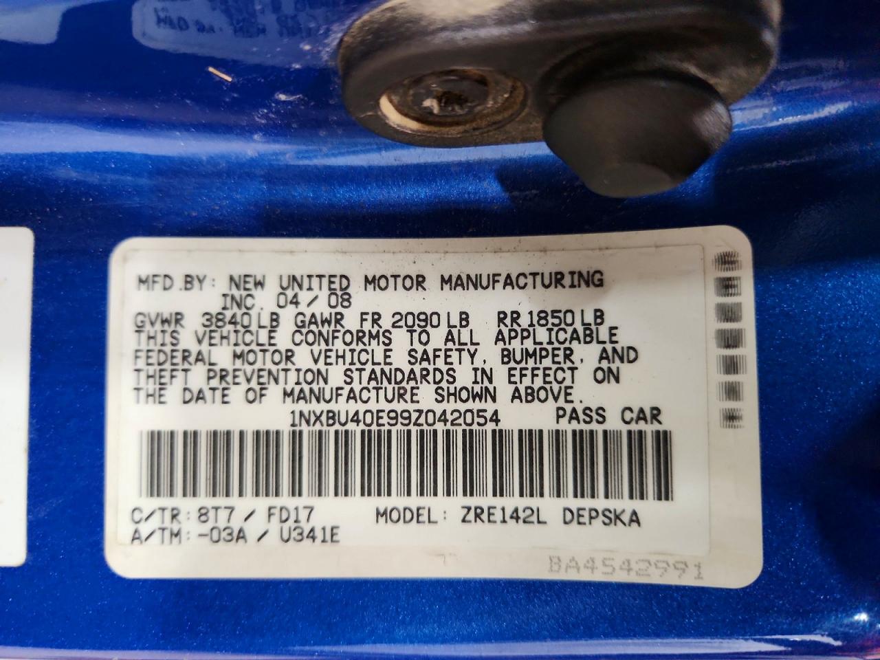 2009 Toyota Corolla S Синий vin: 1NXBU40E99Z042054