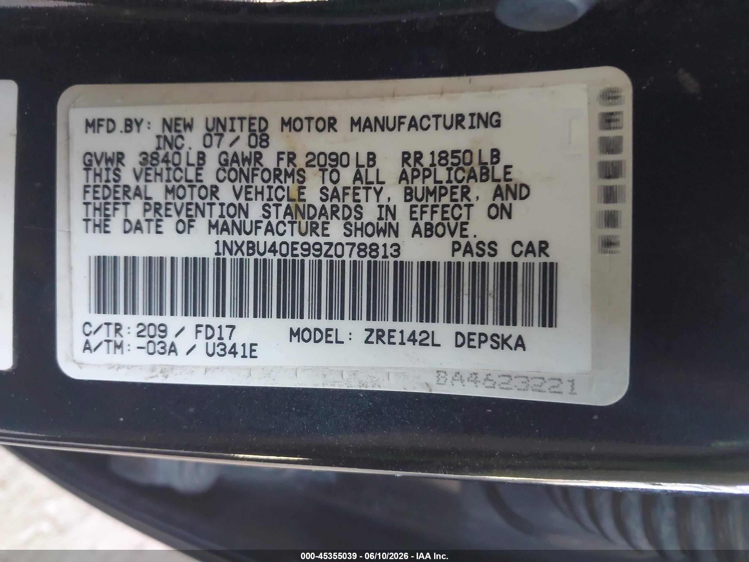 2009 Toyota Corolla S Black vin: 1NXBU40E99Z078813