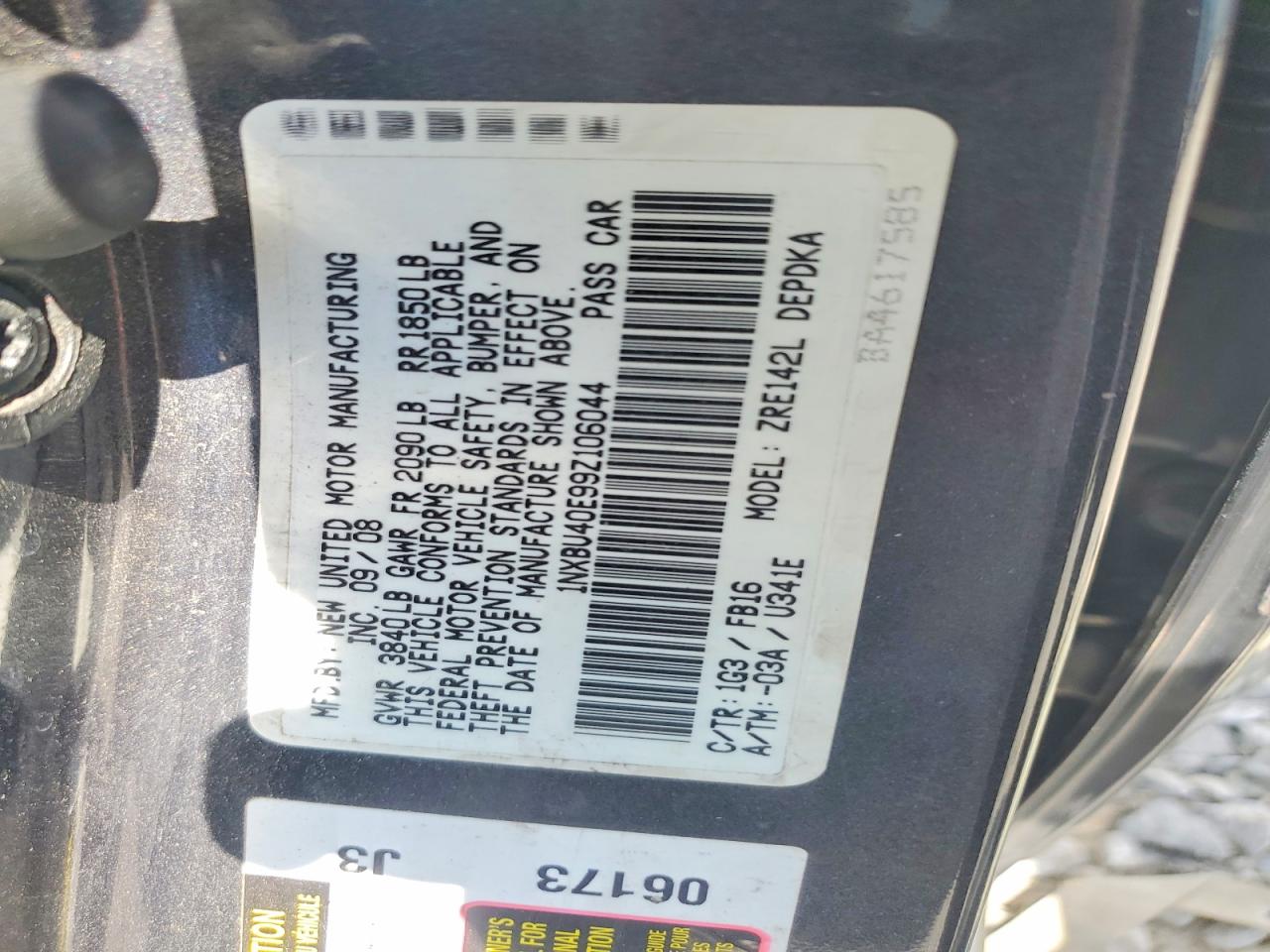 2009 Toyota Corolla Sedan 2wd Gray vin: 1NXBU40E99Z106044