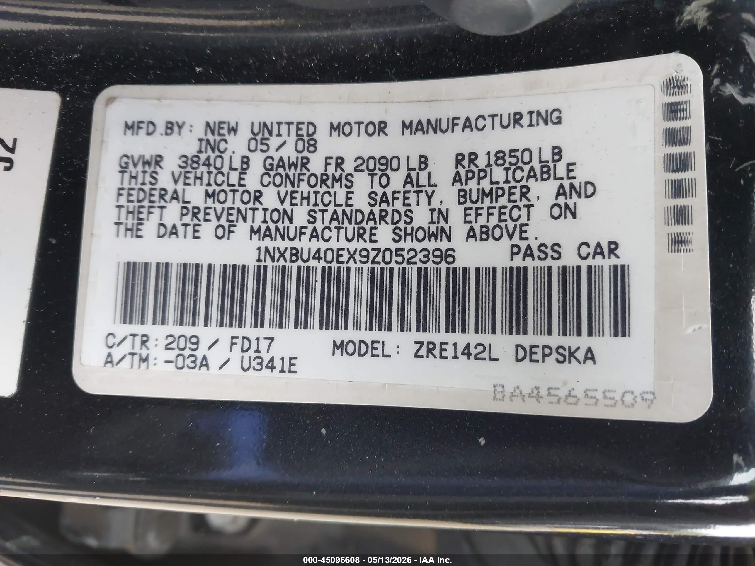 2009 Toyota Corolla S Black vin: 1NXBU40EX9Z052396