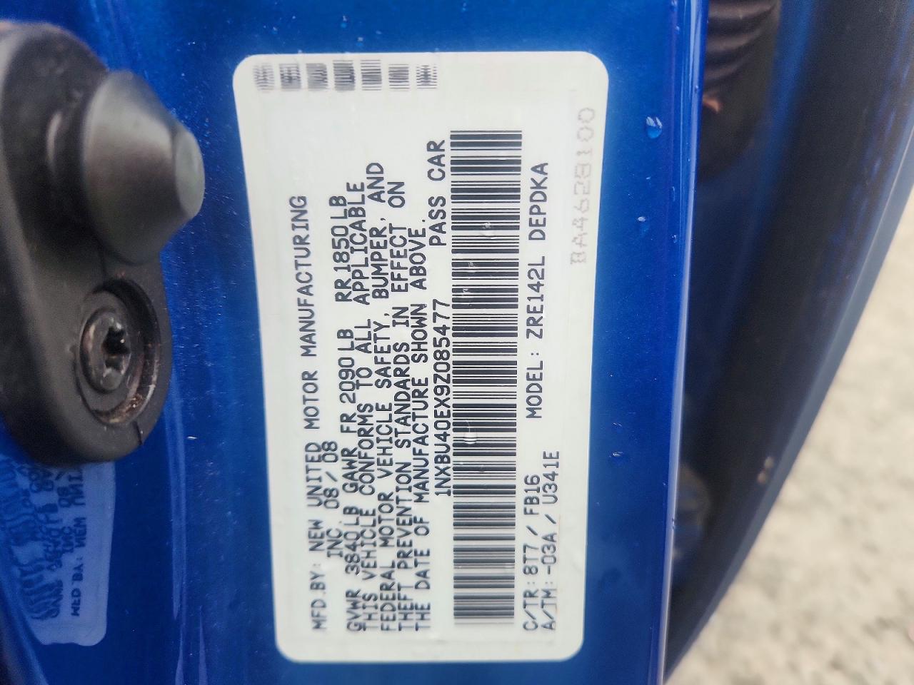 2009 Toyota Corolla Le Blue vin: 1NXBU40EX9Z085477