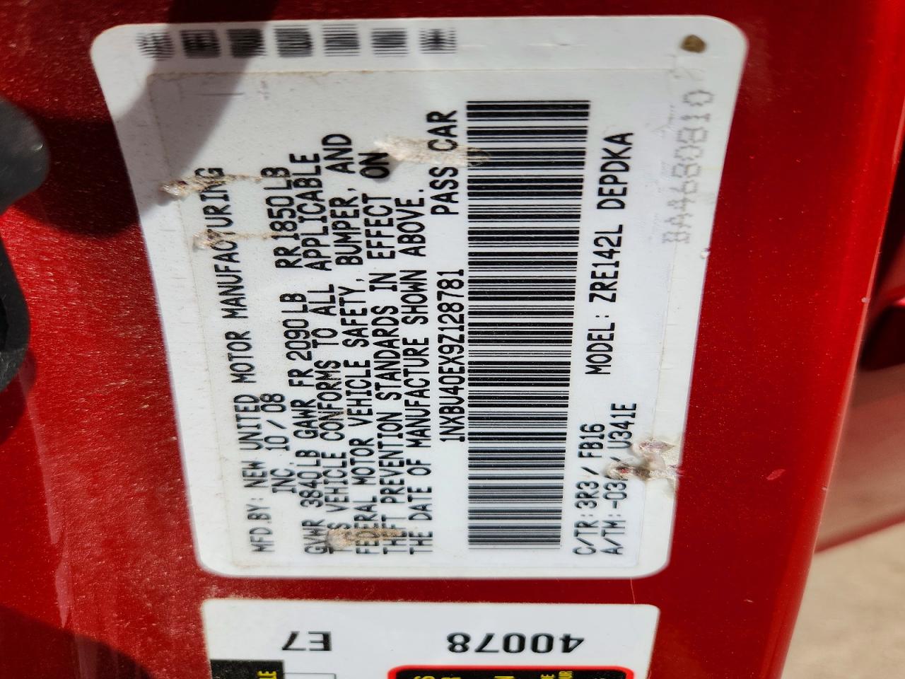 2009 Toyota Corolla Le Red vin: 1NXBU40EX9Z128781