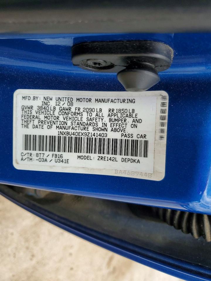 2009 Toyota Corolla Base Blue vin: 1NXBU40EX9Z141403