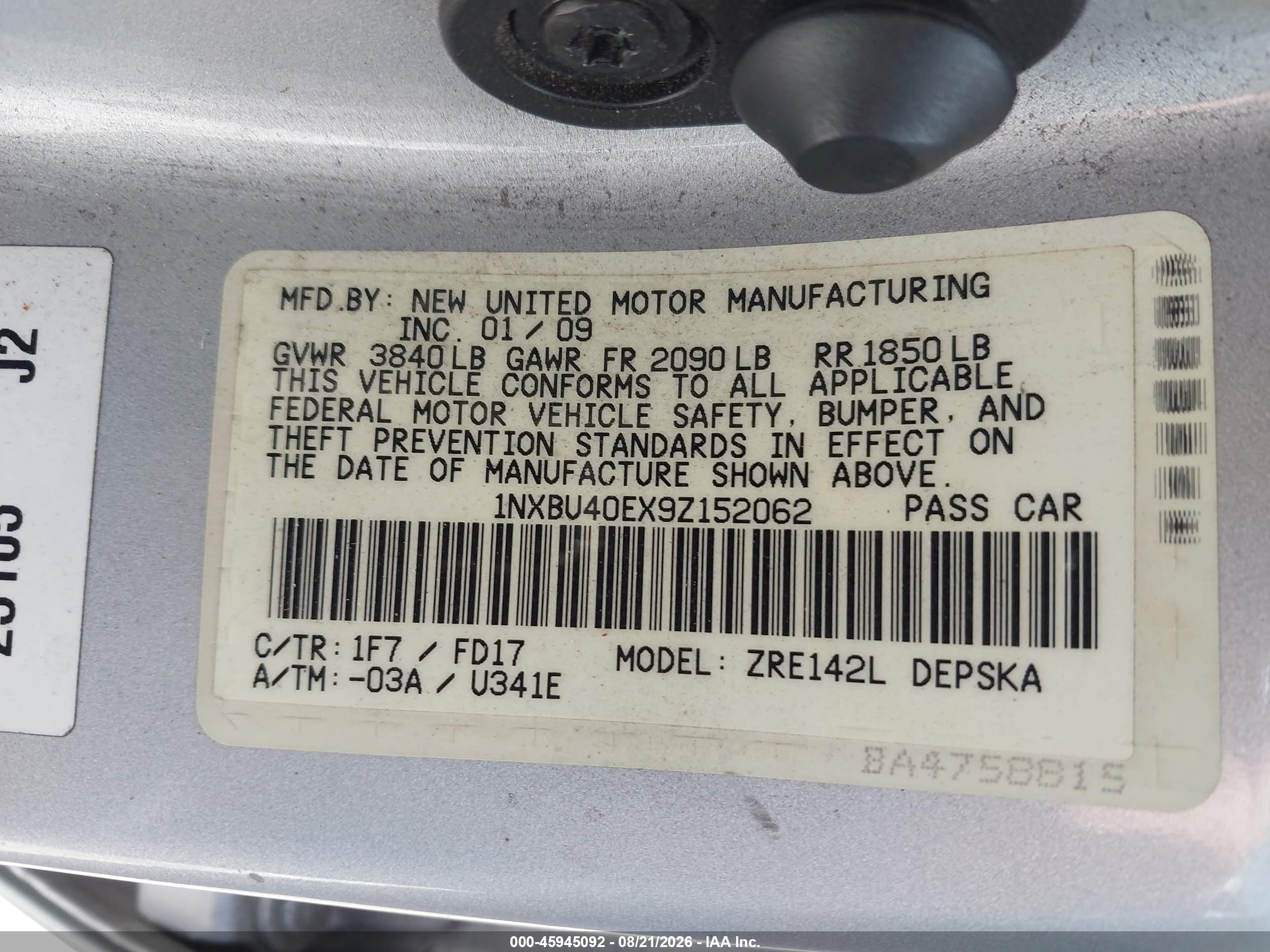 2009 Toyota Corolla S Silver vin: 1NXBU40EX9Z152062