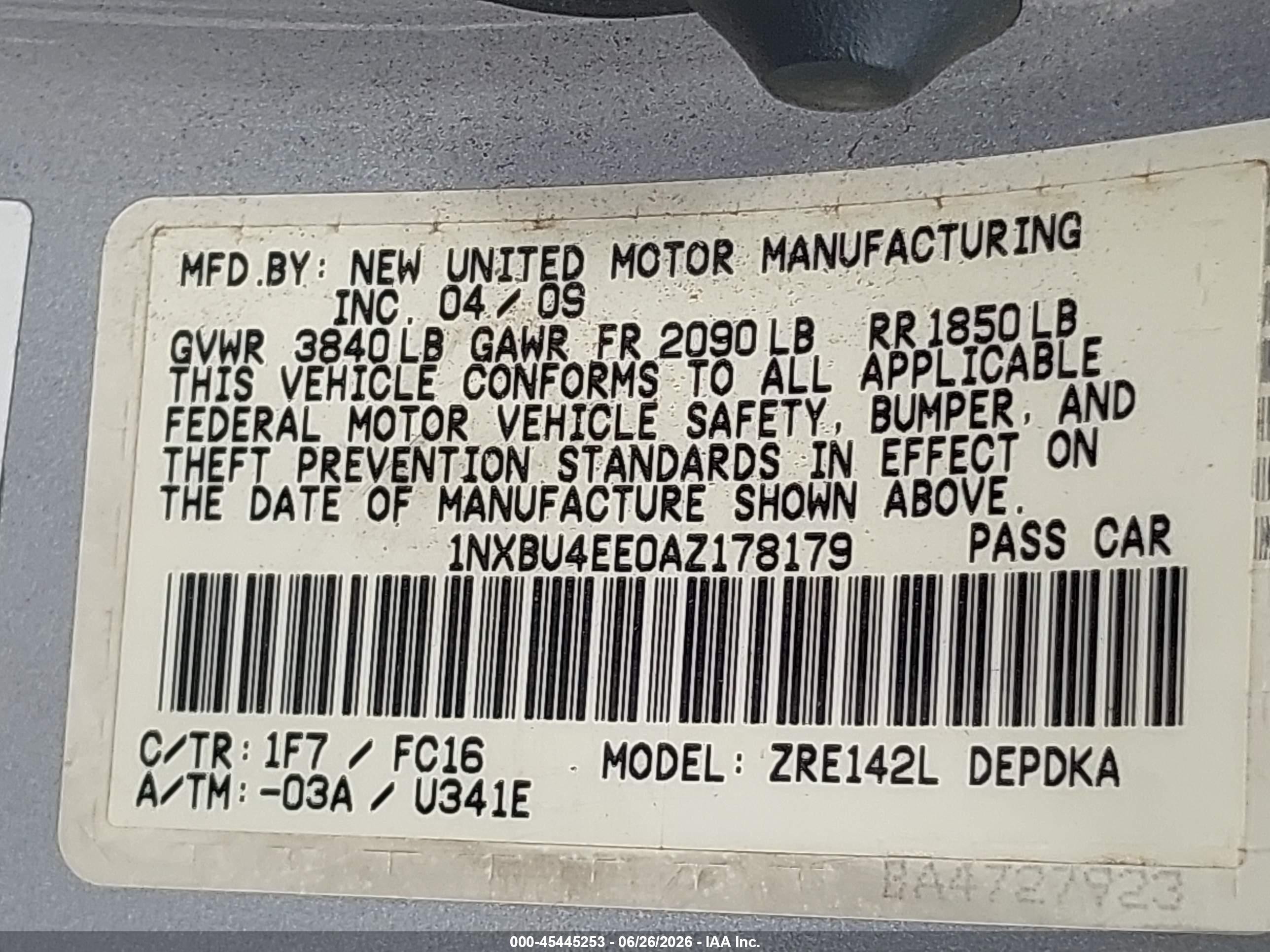2010 Toyota Corolla Le Silver vin: 1NXBU4EE0AZ178179