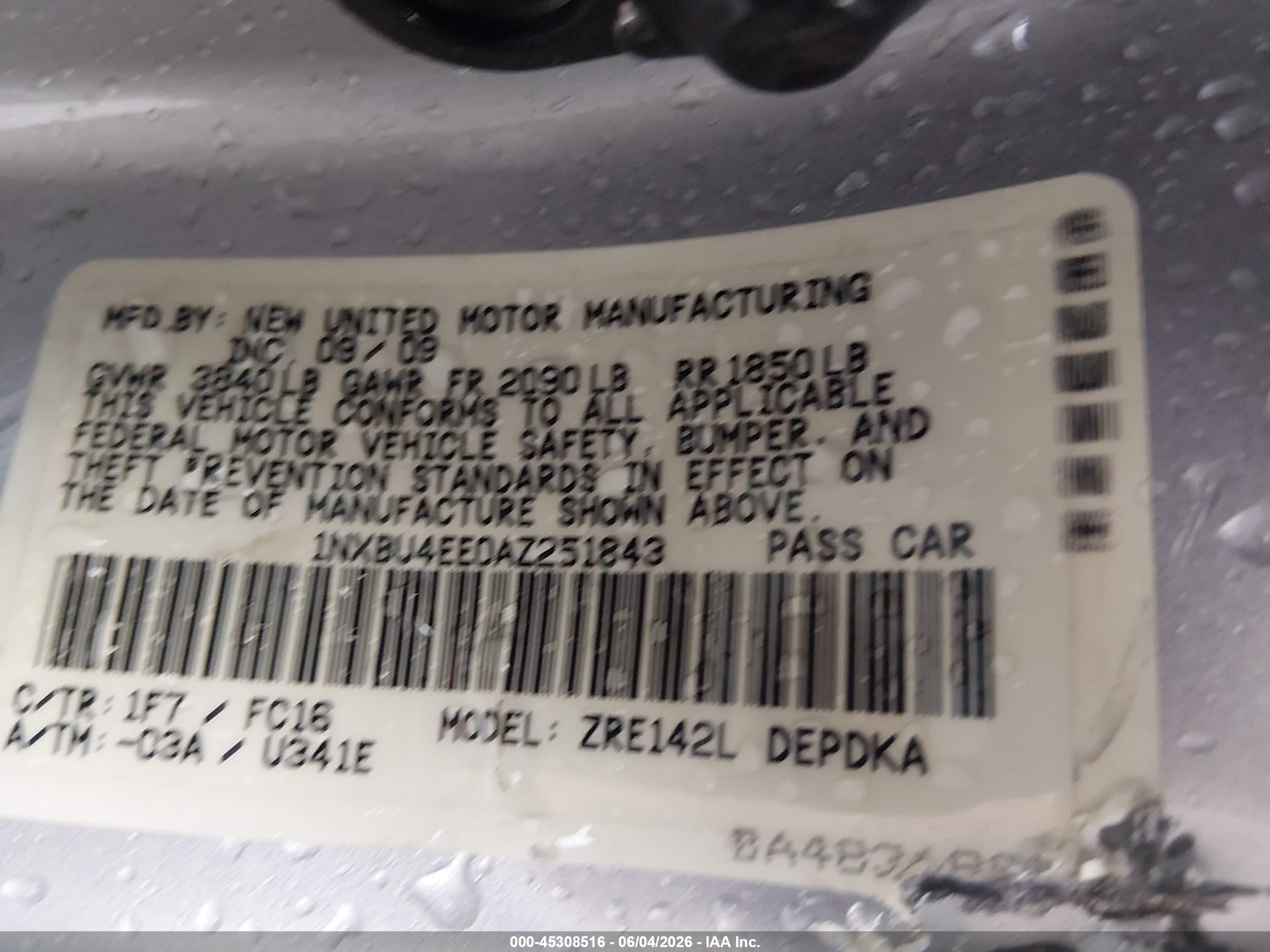 2010 Toyota Corolla Le Gray vin: 1NXBU4EE0AZ251843