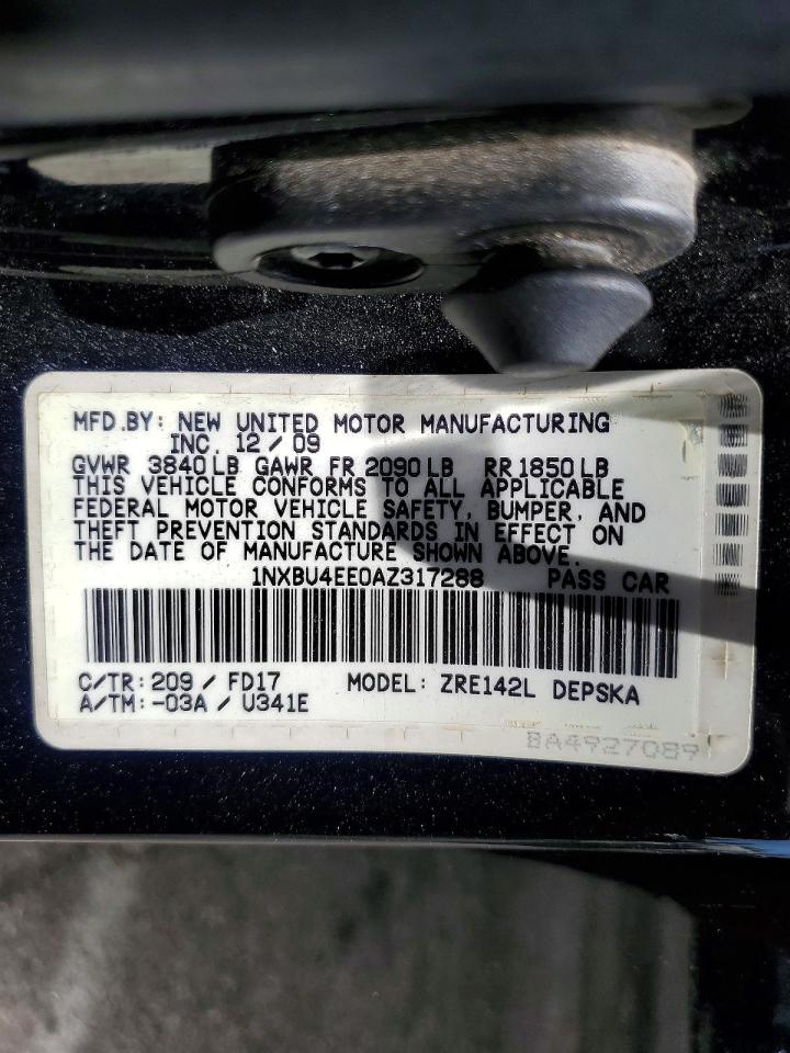 2010 Toyota Corolla S Black vin: 1NXBU4EE0AZ317288
