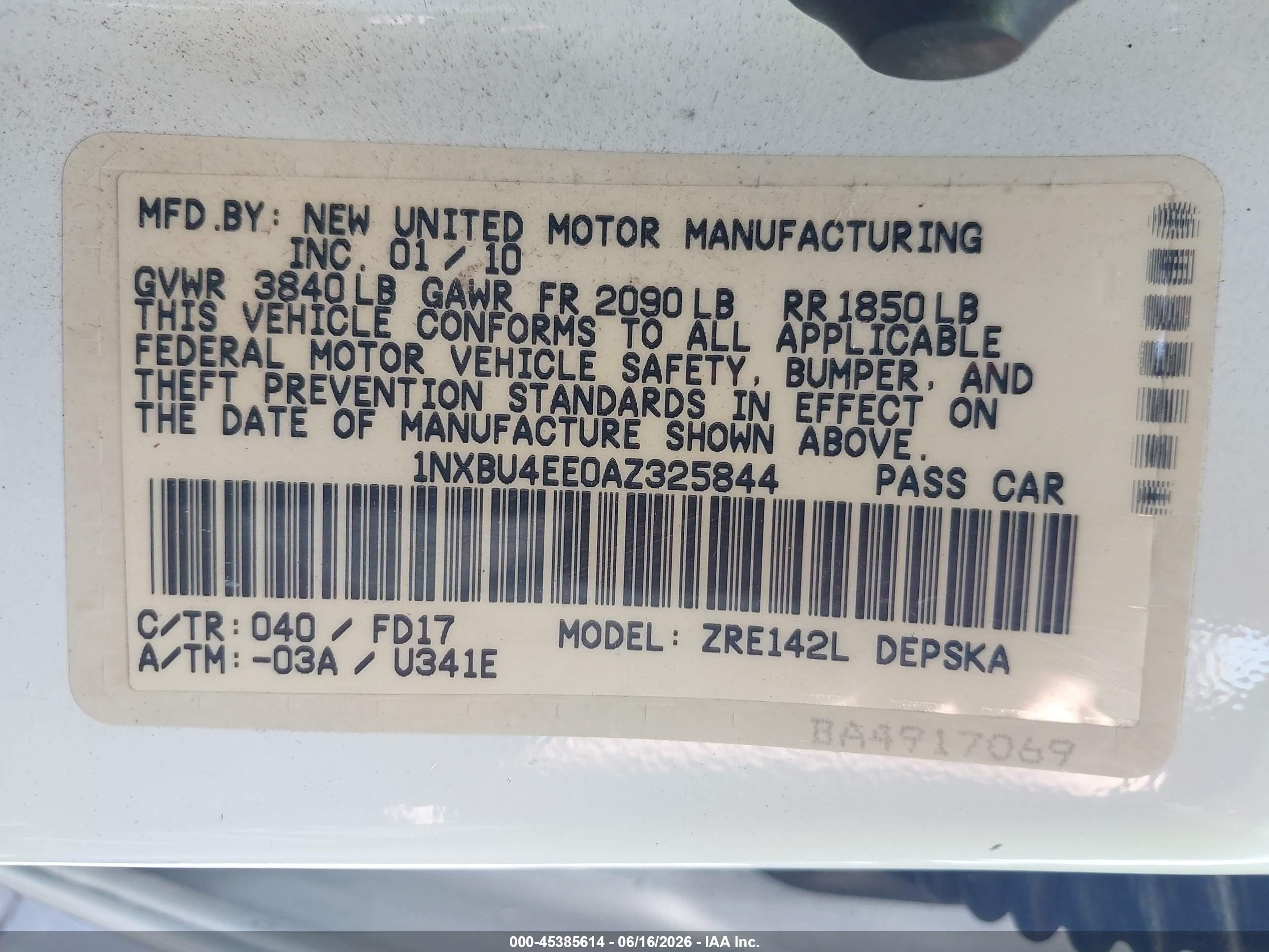 2010 Toyota Corolla S White vin: 1NXBU4EE0AZ325844