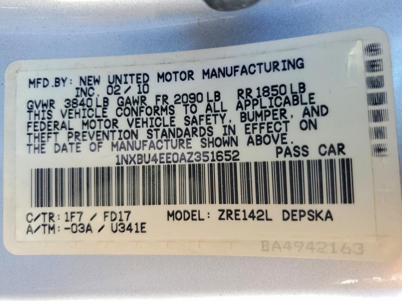 2010 Toyota Corolla S Silver vin: 1NXBU4EE0AZ351652