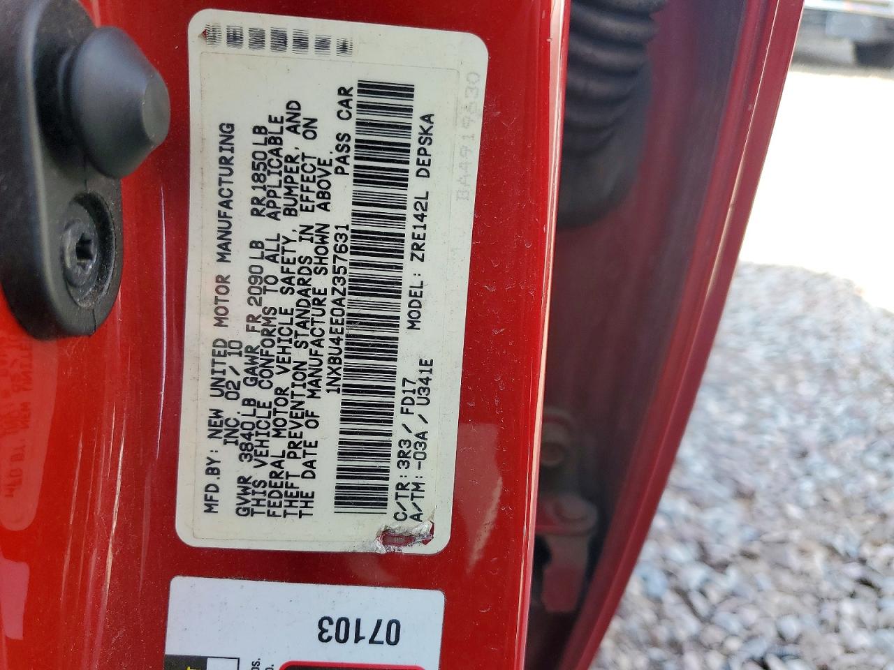 2010 Toyota Corolla S Red vin: 1NXBU4EE0AZ357631
