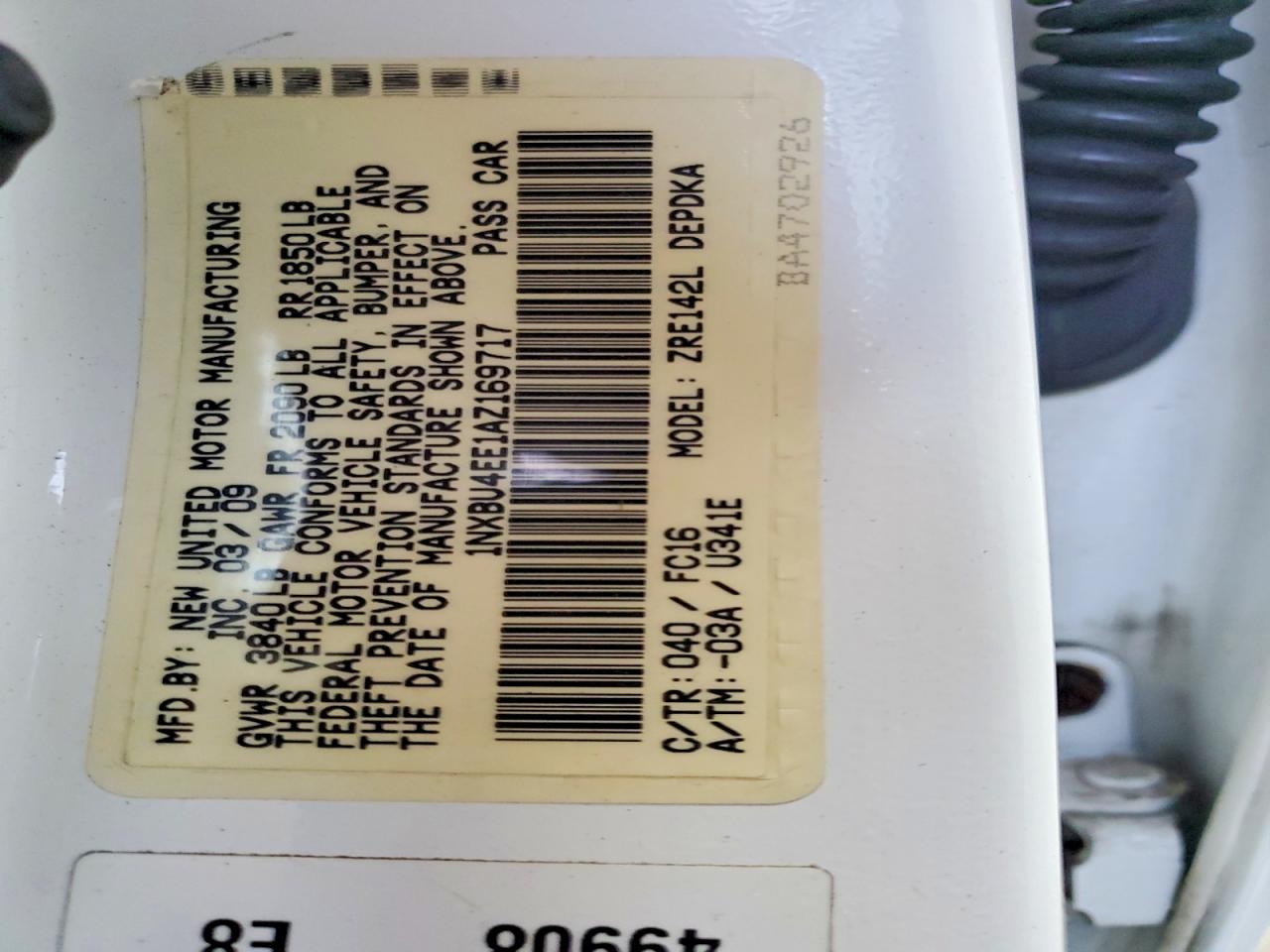 2010 Toyota Corolla Le White vin: 1NXBU4EE1AZ169717