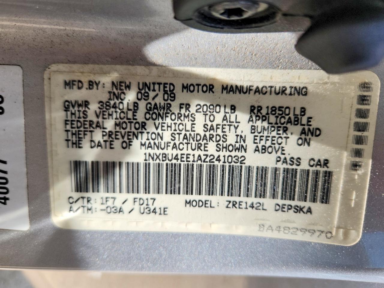 2010 Toyota Corolla S Silver vin: 1NXBU4EE1AZ241032