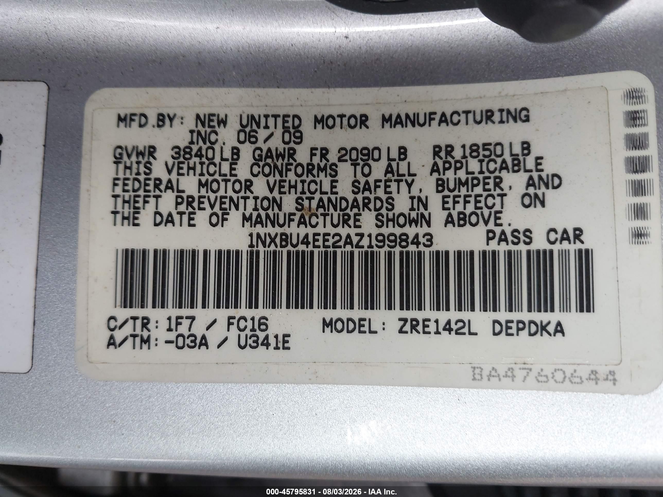 2010 Toyota Corolla Le Silver vin: 1NXBU4EE2AZ199843