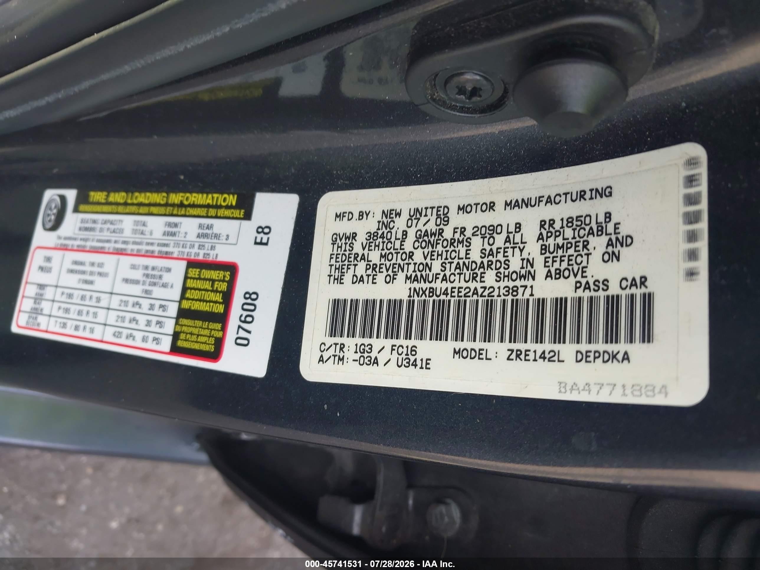 2010 Toyota Corolla Le Gray vin: 1NXBU4EE2AZ213871