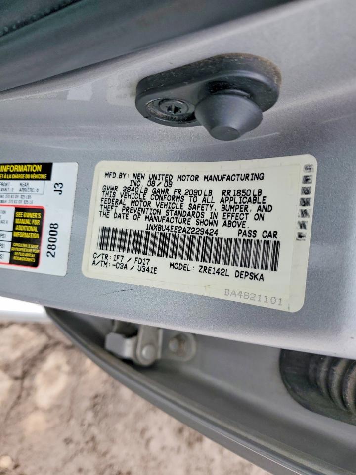 2010 Toyota Corolla S Silver vin: 1NXBU4EE2AZ229424