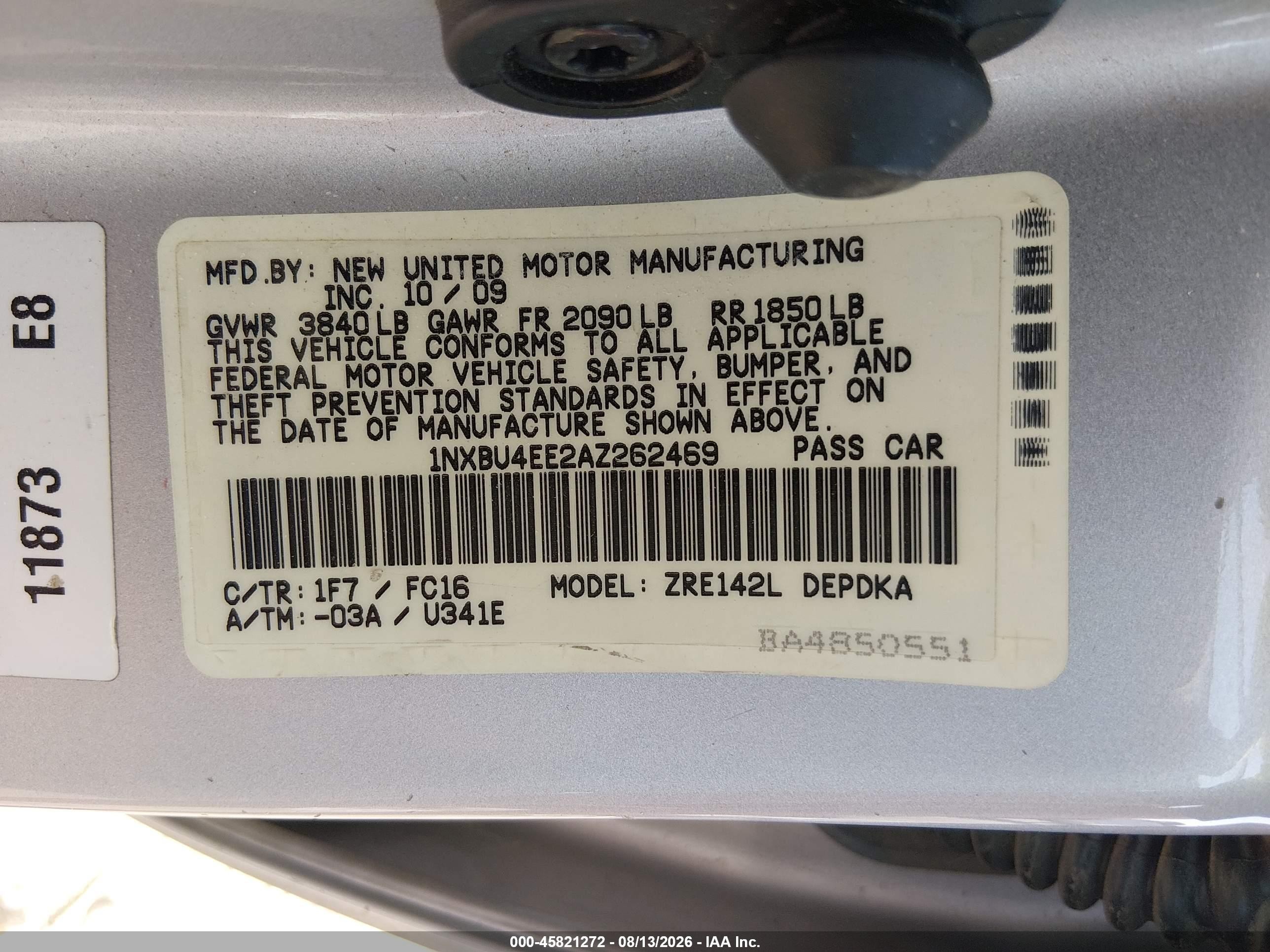 2010 Toyota Corolla Le Silver vin: 1NXBU4EE2AZ262469