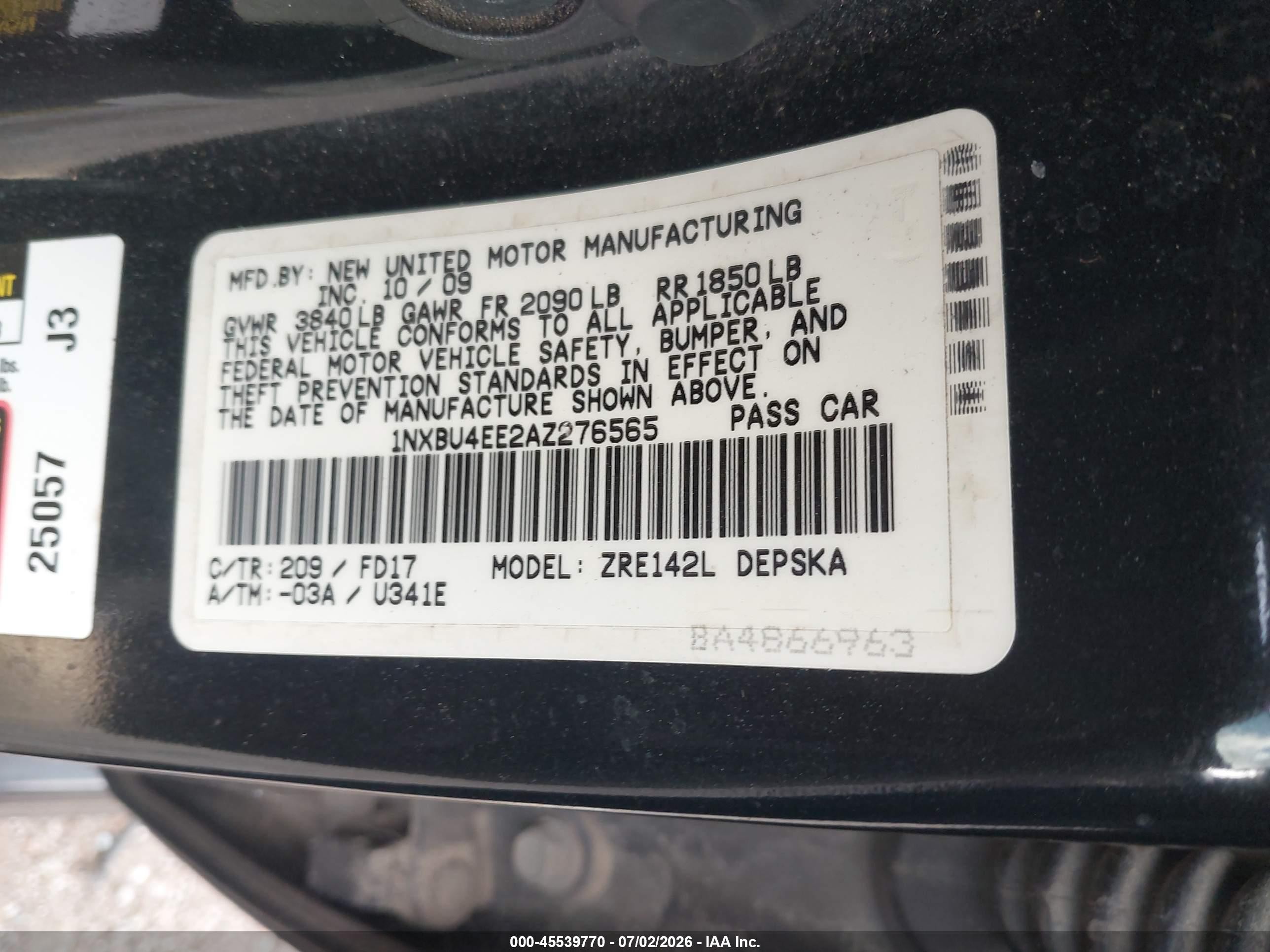 2010 Toyota Corolla S Black vin: 1NXBU4EE2AZ276565