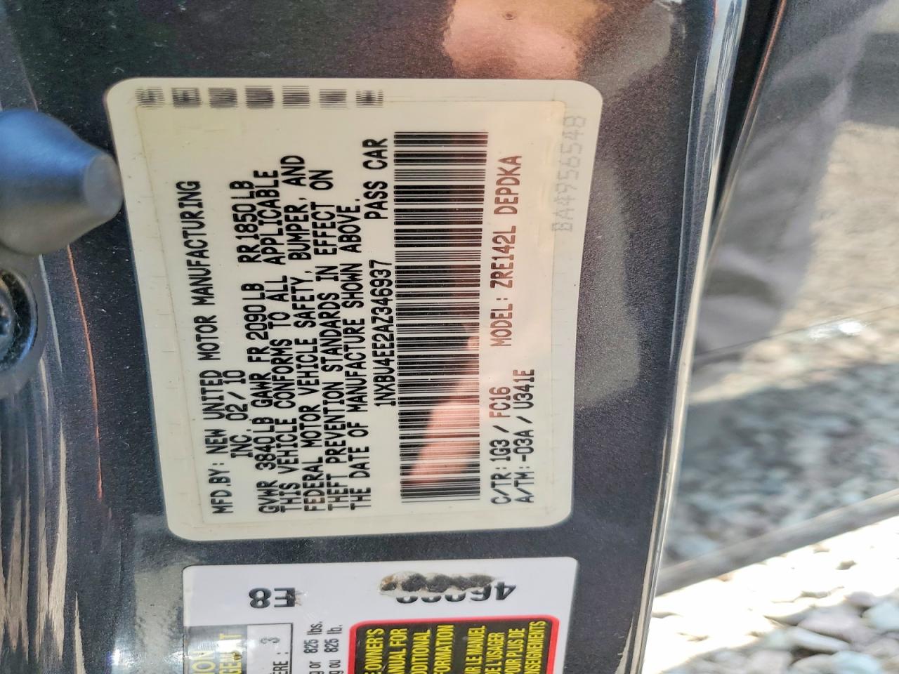 2010 Toyota Corolla Le Gray vin: 1NXBU4EE2AZ346937