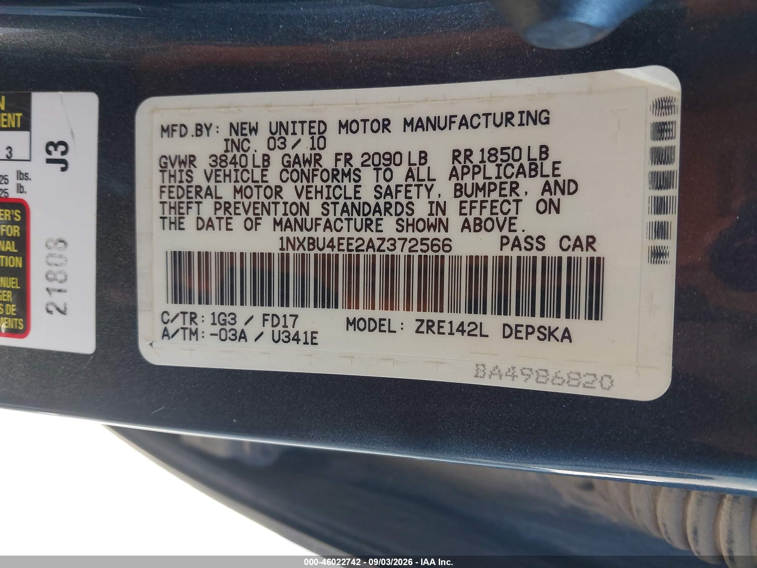 2010 Toyota Corolla S Серый vin: 1NXBU4EE2AZ372566