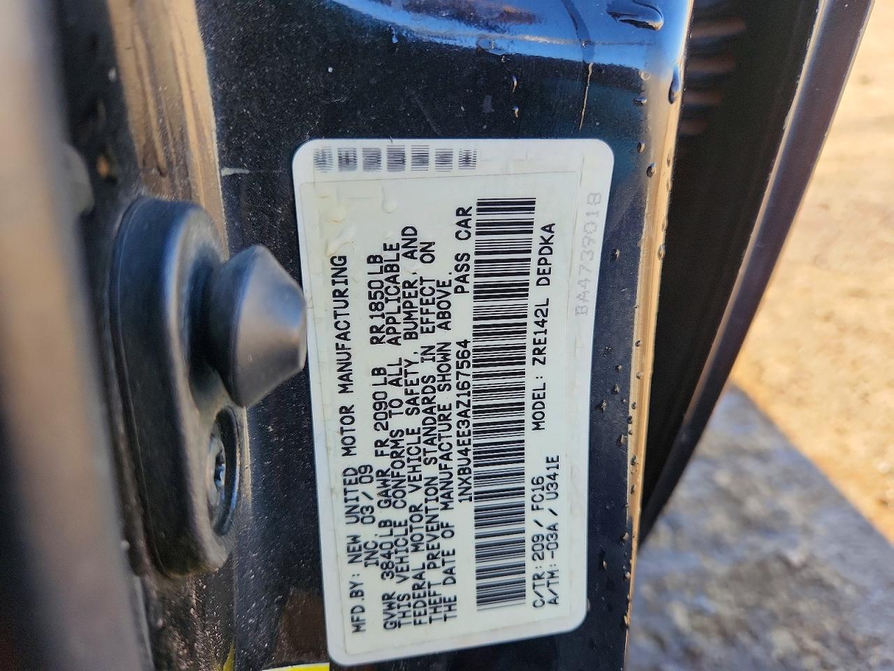 2010 Toyota Corolla Le Black vin: 1NXBU4EE3AZ167564